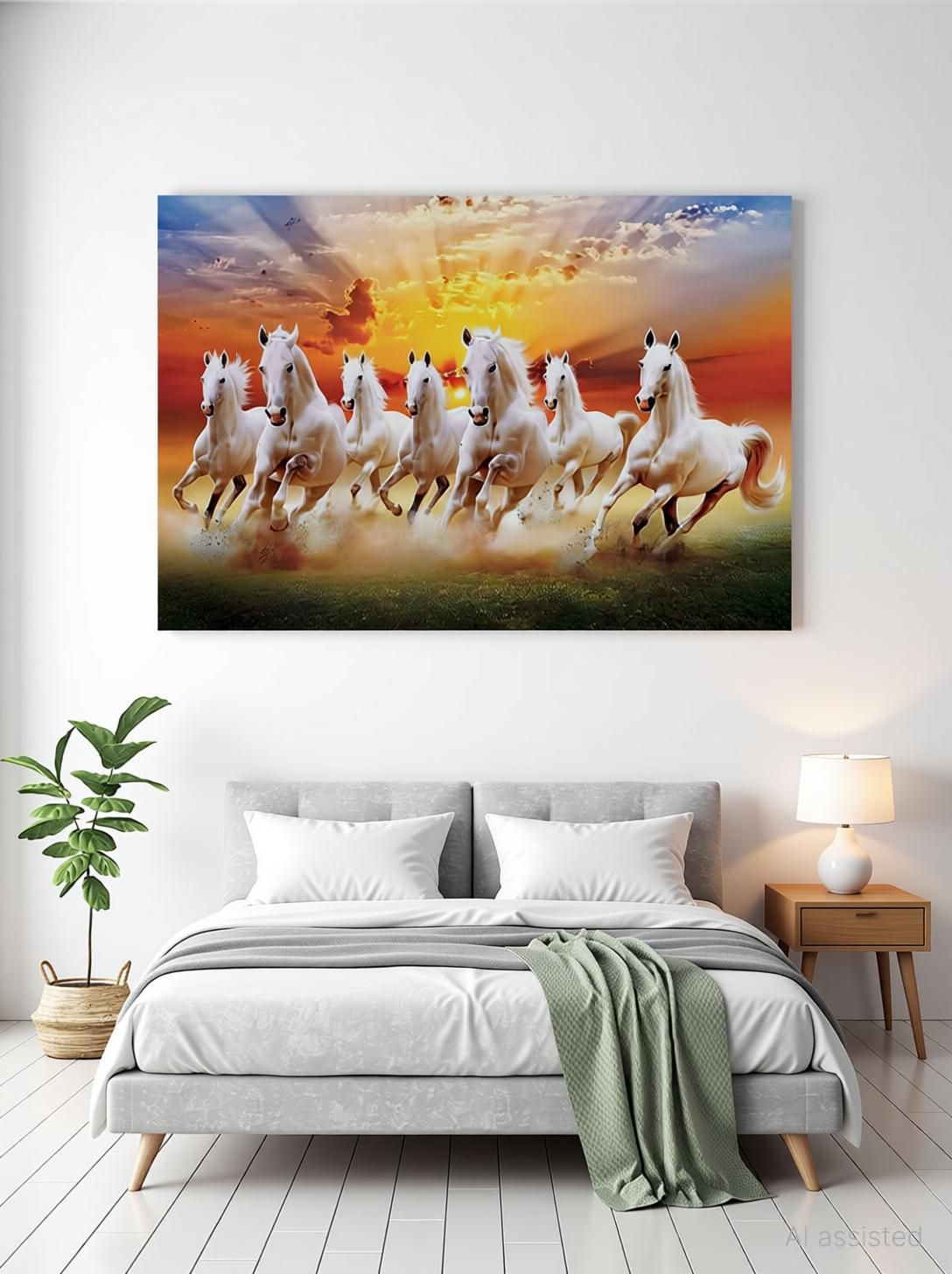 91 cm Vastu Seven Runing Hourses (Posters-36Inch X 24Inch)_S26 Self Adhesive Sticker-image-30