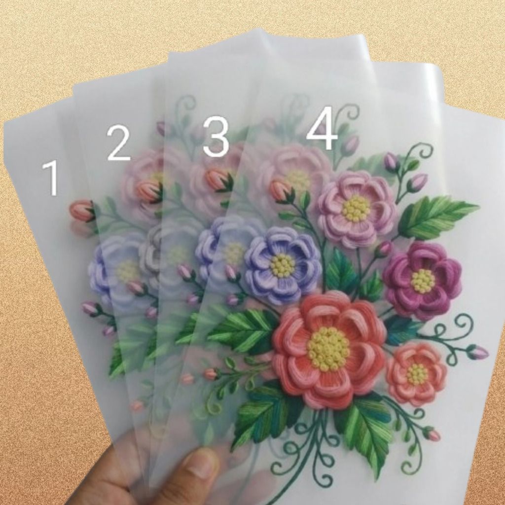 10 inch Elegant Blossom Bouquet Clear Decorative Craft Sheet Self Adhesive Sticker-image-2