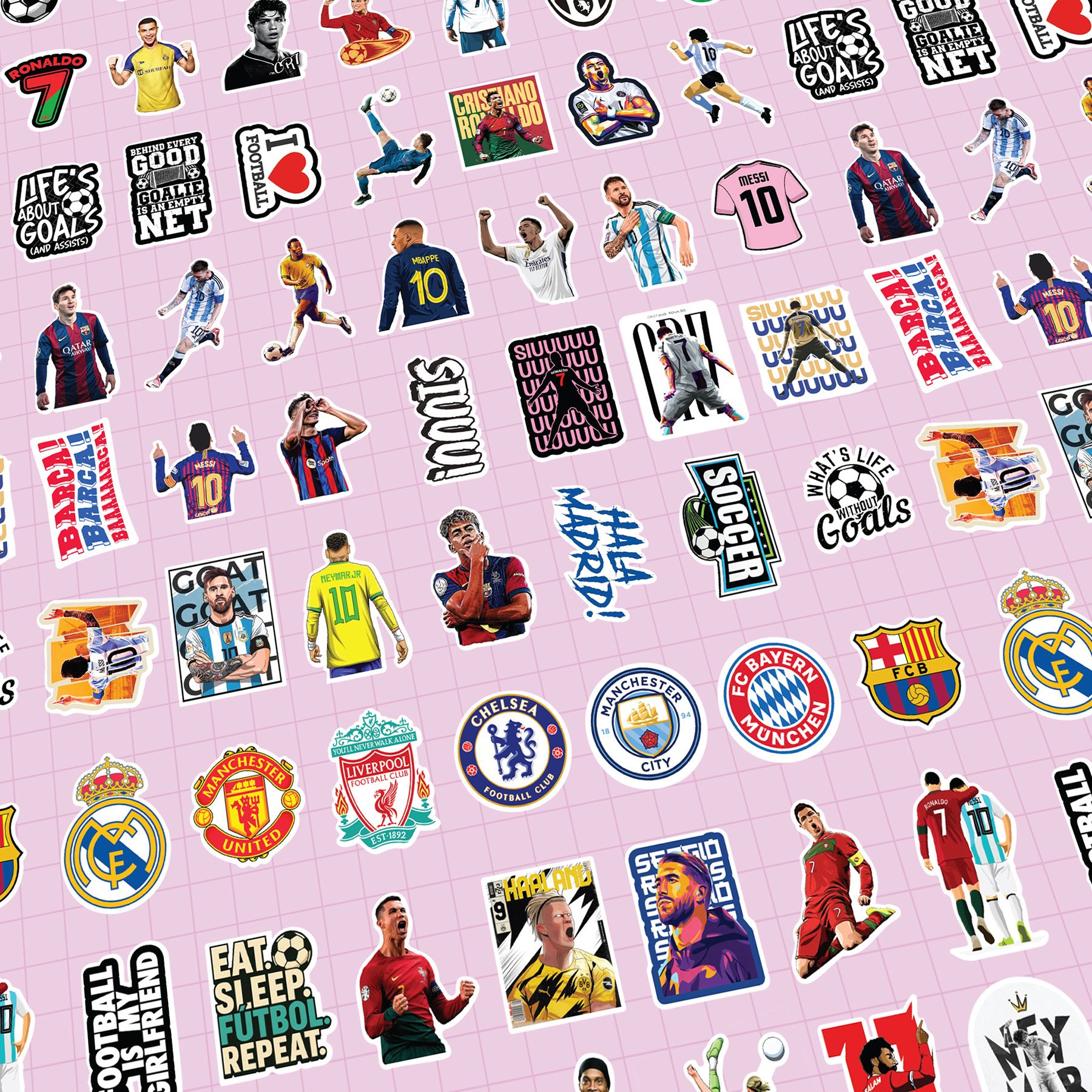 faztroo 5 cm Soccer Stickers Pack of 51 – Football Stickers for Laptop, Phone, Bottle, Etc Reusable Sticker-picture-12