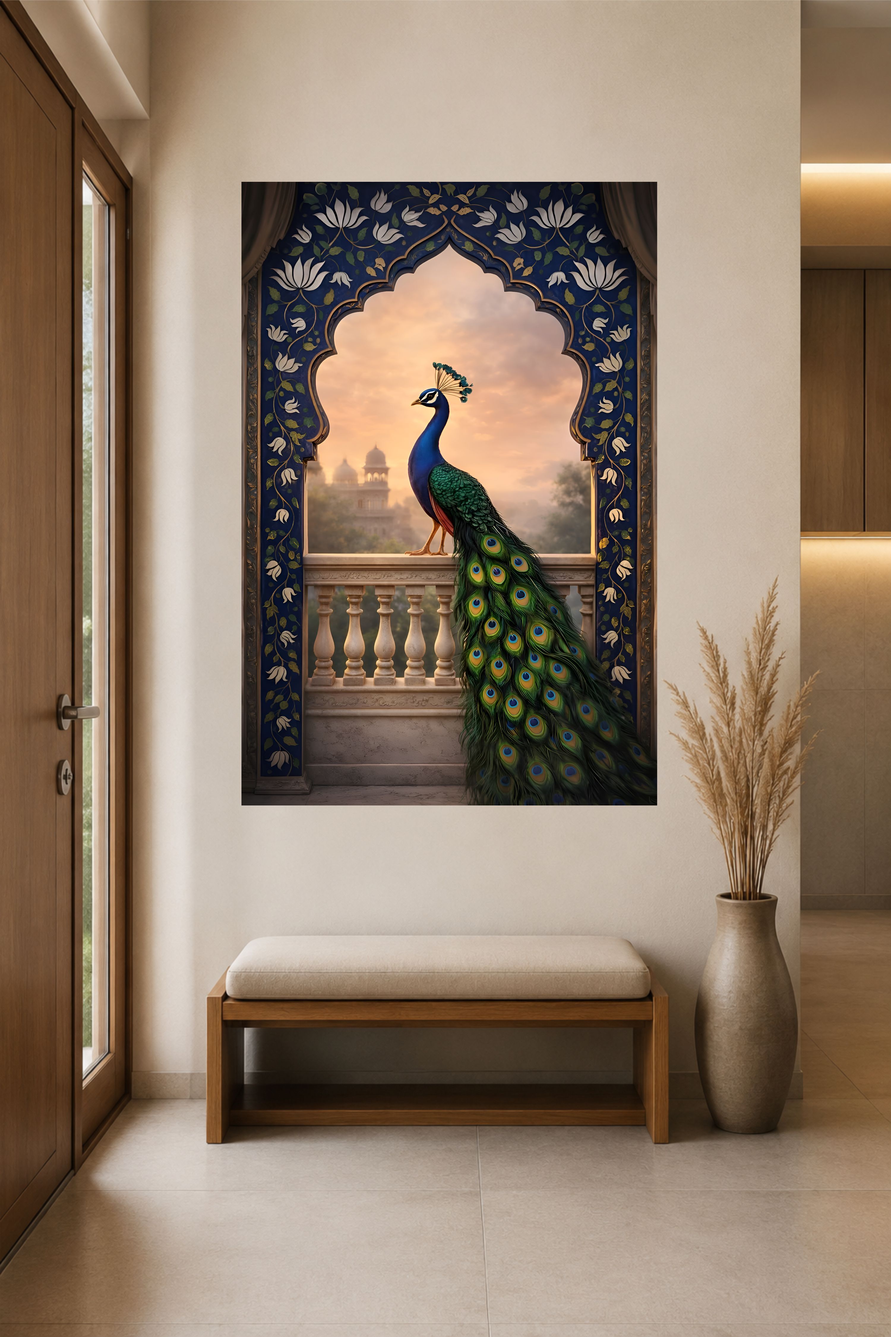 24 inch Royal Peacock Wall Sticker | Traditional Indian Bird Wall Self Adhesive Sticker-image-19