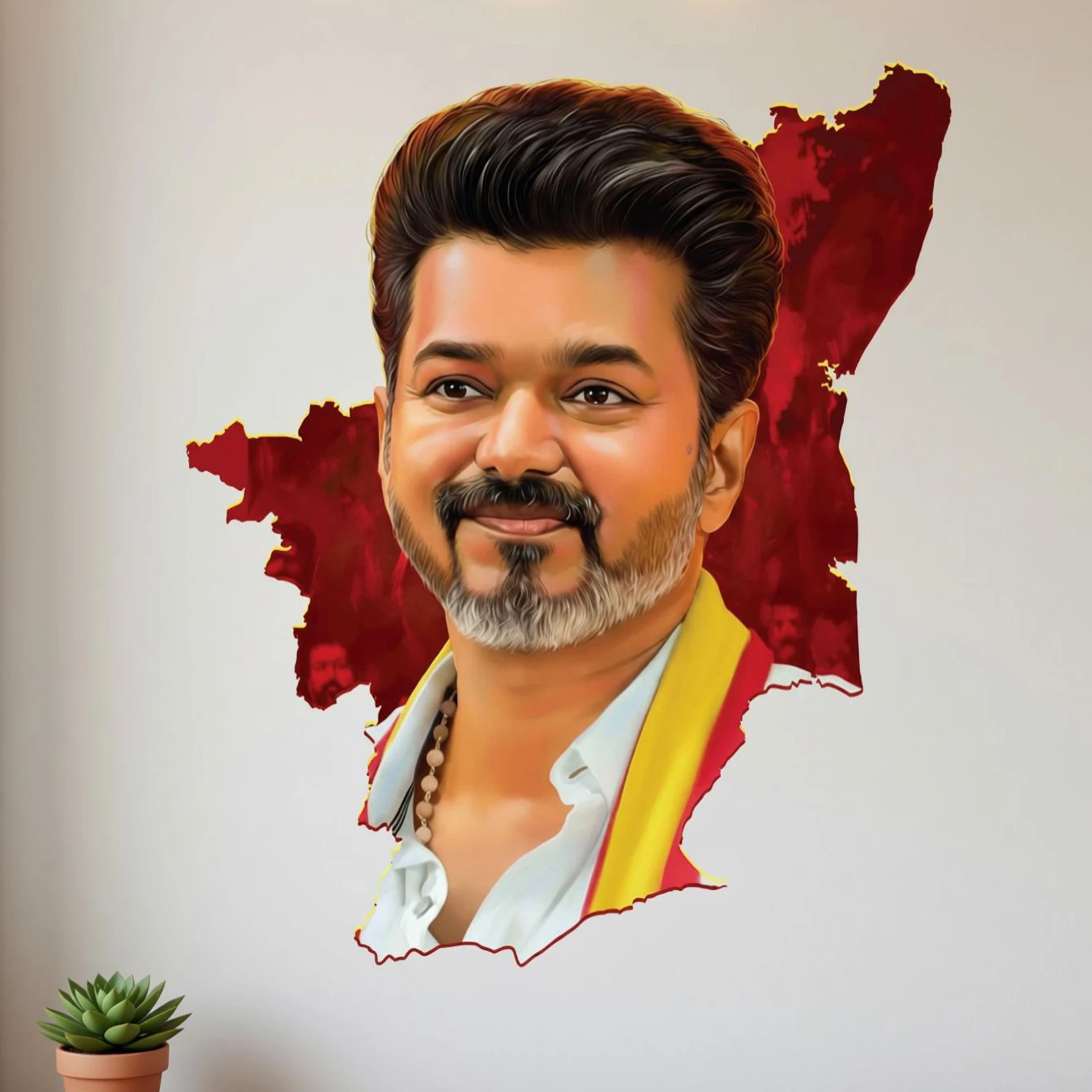 50 cm Waterproof TVK wall sticker -TVK Vijay Stylish Pose Self Adhesive Sticker-image-32