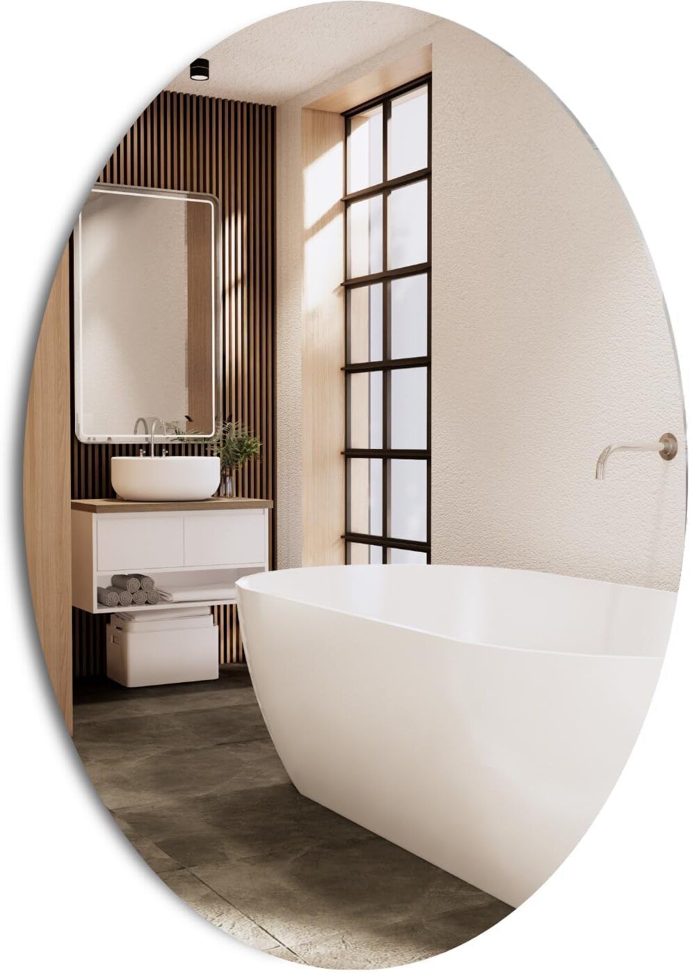 slipcare 30 cm Oval Shape Self Adhesive Mirror Sticker for Wall, Bathroom, Bedroom SLP33 Self Adhesive Sticker-picture-32