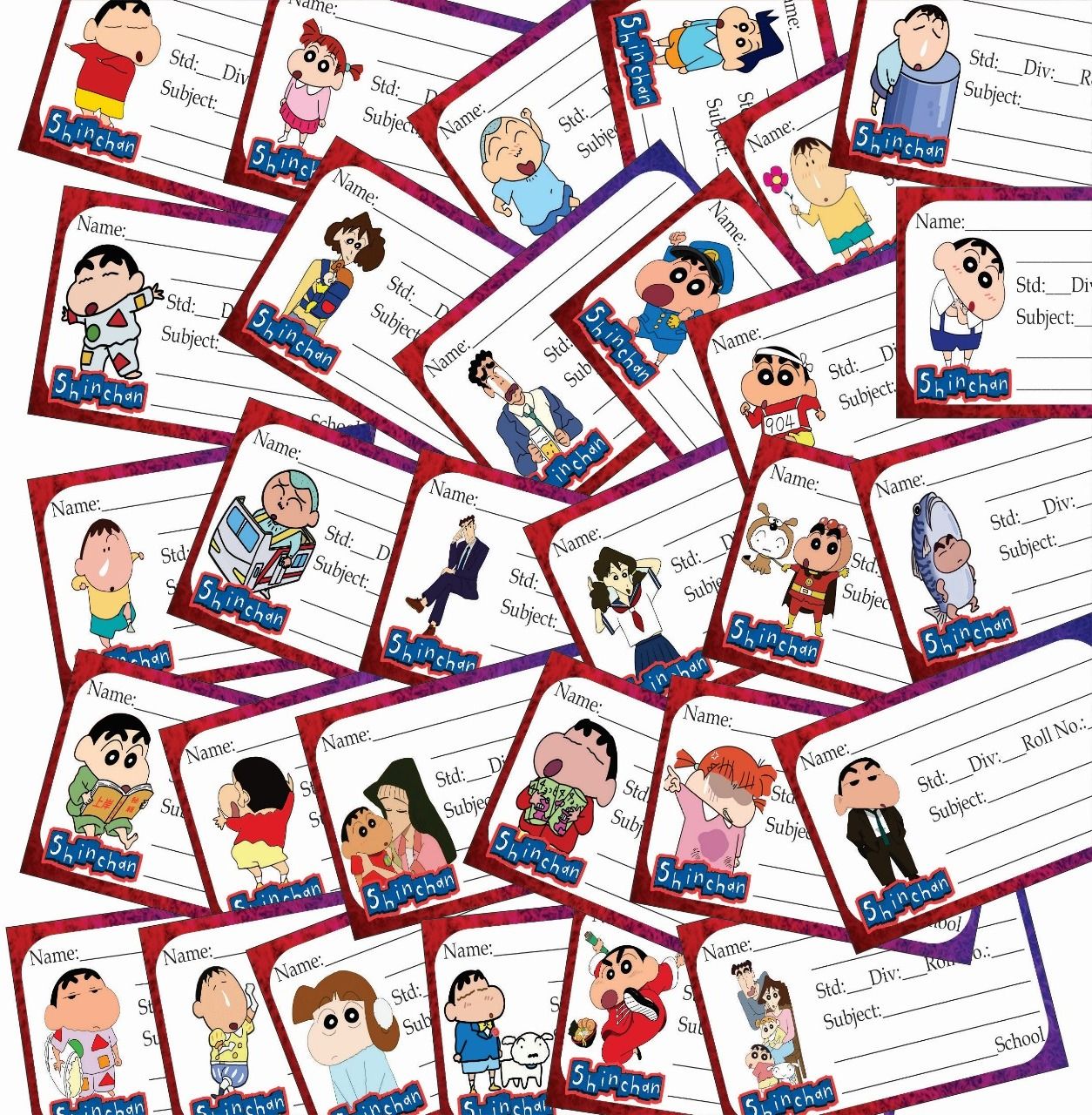 3 inch Shinchaen nameslip for notebook | pack of 30 Self Adhesive Sticker-image-3