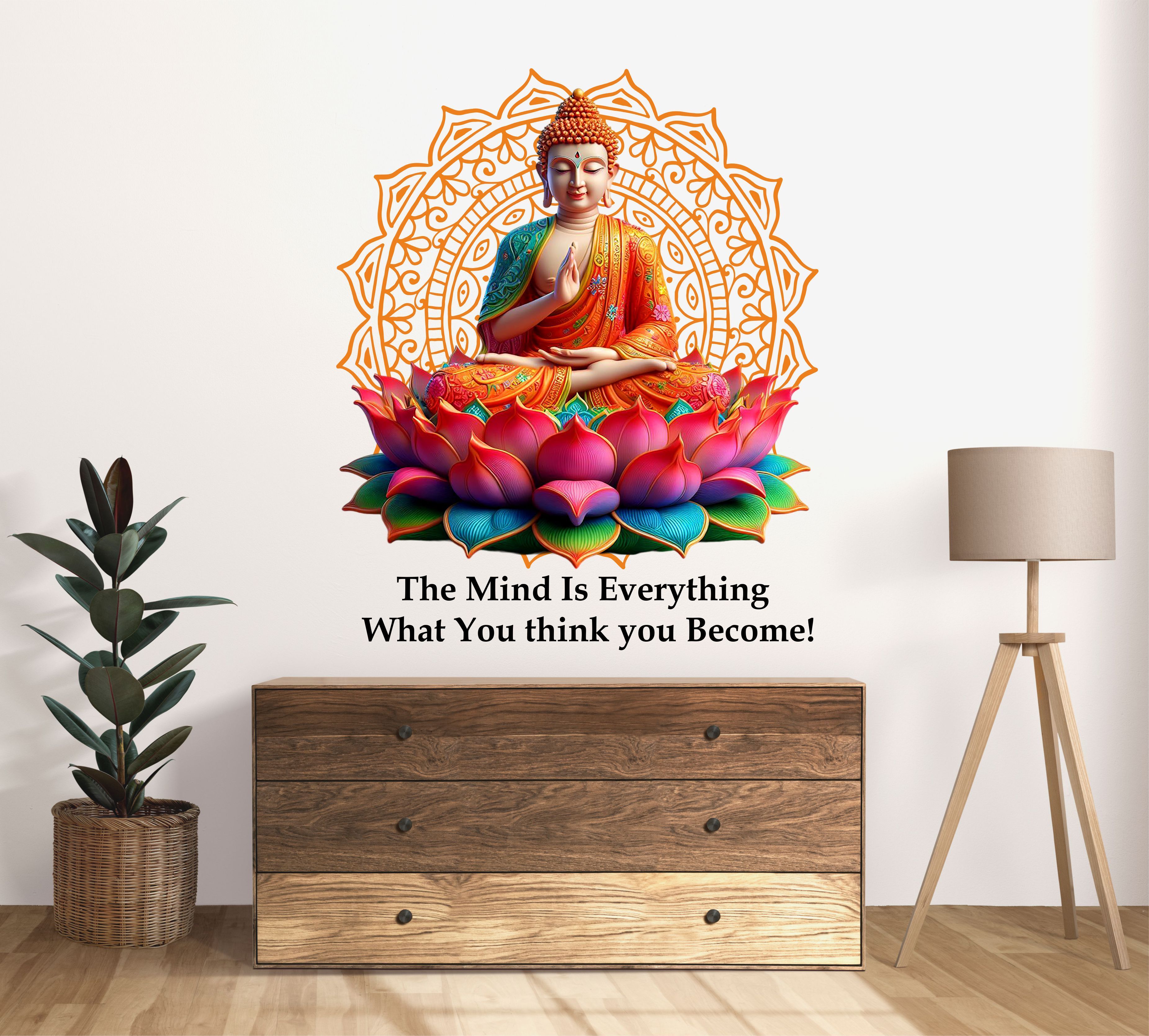 55 cm Gautam Buddha Wall Sticker and Mural Size -23X19 Inches Removable Sticker-image-30