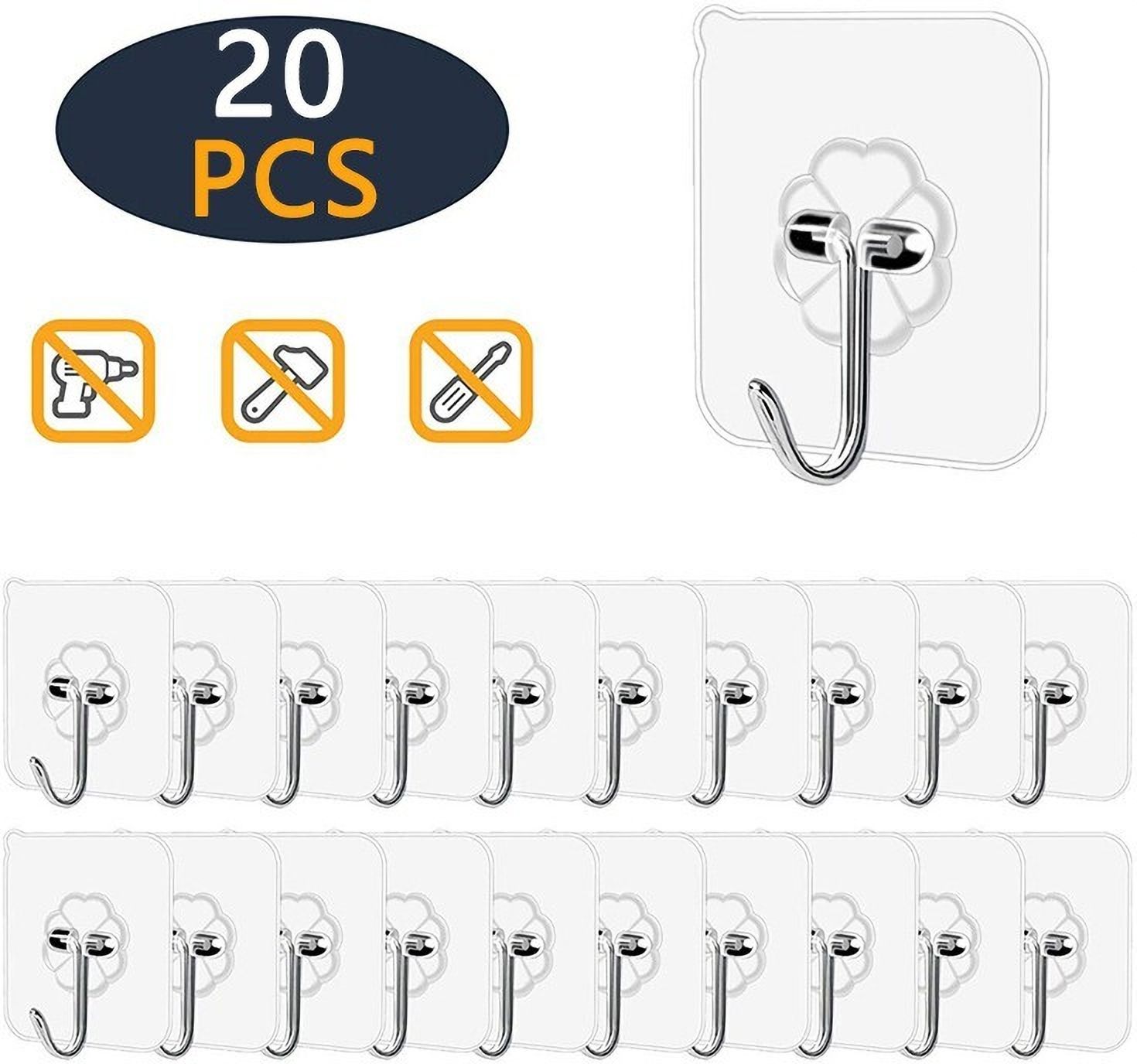 Pack of 20 New ABS Hook Towel Hanger for Kitchen/Bathroom/Utensil PINX20.272 Transparent Towel Holder-image-12