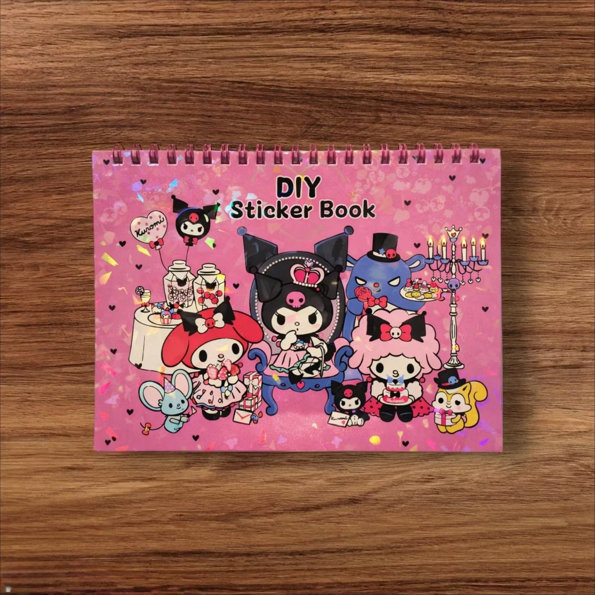 kawaii 1 inch CUTE KUROMI Sticker book containing 10 pages of cartoon character stickers Self Adhesive Sticker-picture-3