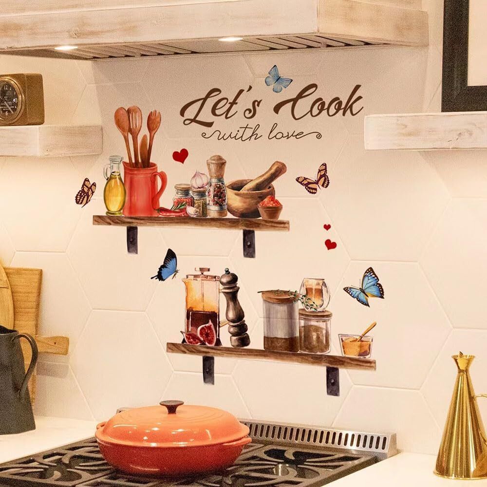 51 cm Lets cook with Love Kitchen Self Adhesive Sticker-image-25