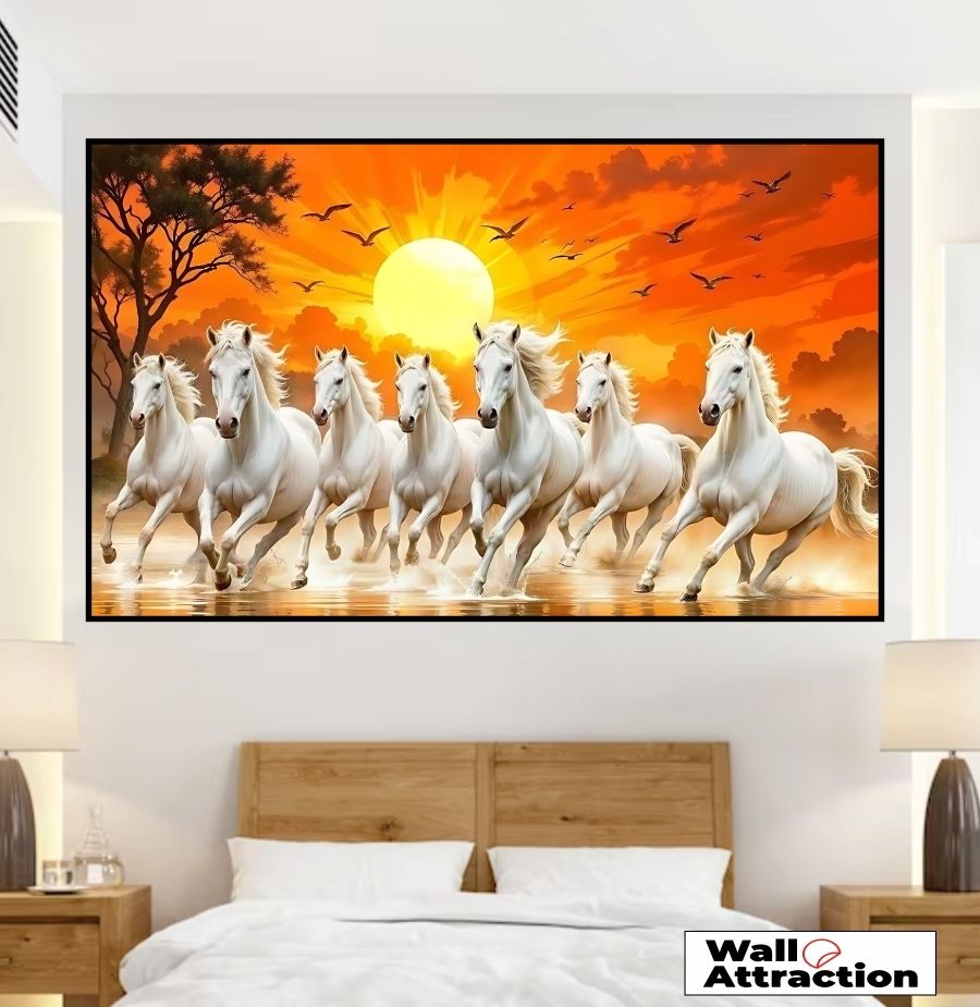 38 inch Seven Running Horse Vastu Poster Self Adhesive Sticker-image-45