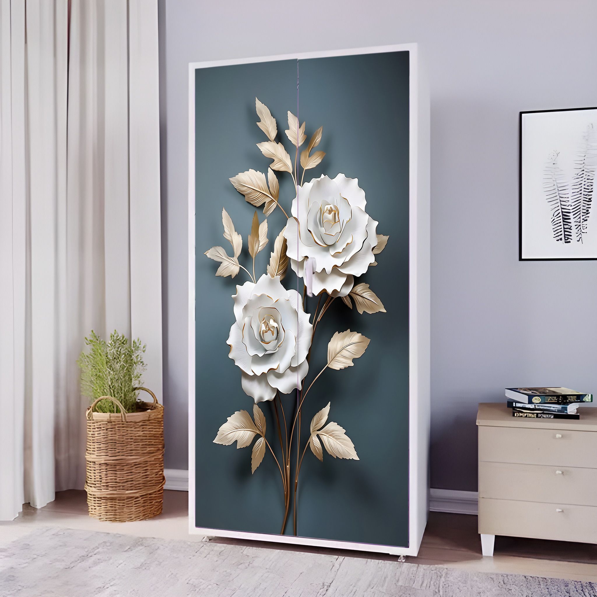 200 cm Almirah Sticker & Door Stickers Wallpaper Big Size Wardrobe Sticker Self Adhesive Sticker-image-11