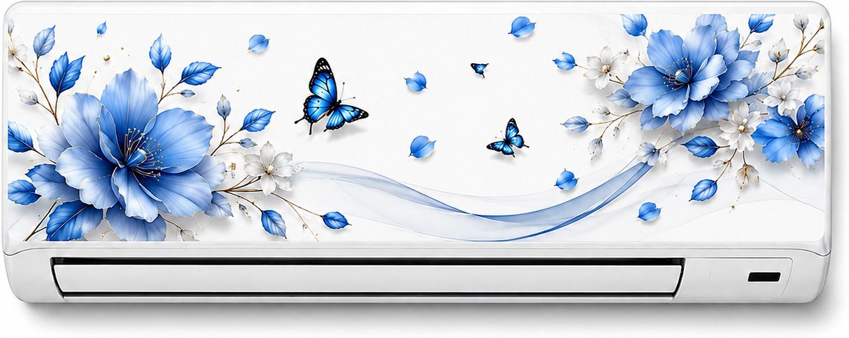 29 inch Blue Floral Butterfly AC Cover Sticker for Split Air Conditioner Removable Sticker-image-13