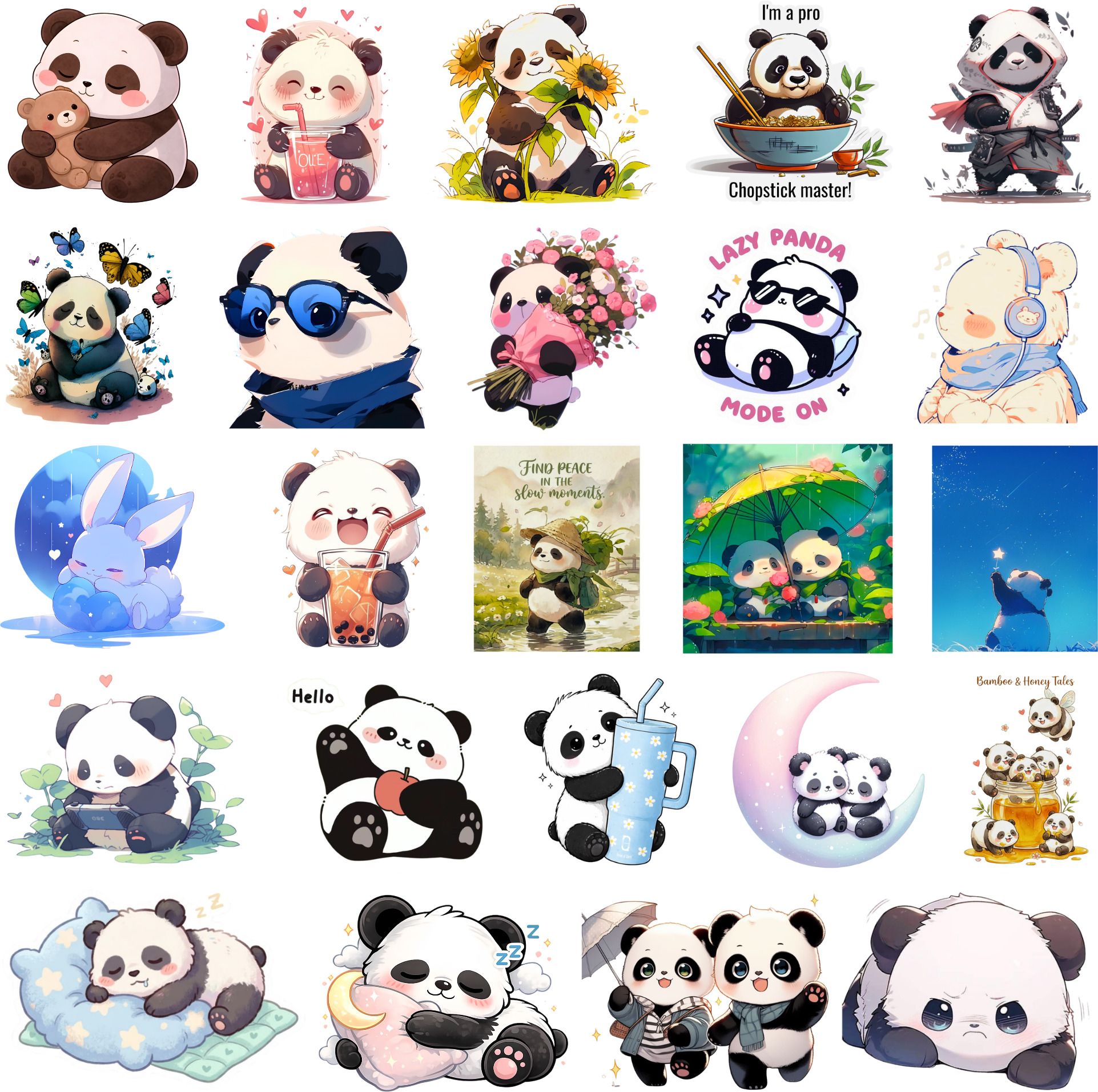 4 cm Cute Panda Stickers | Kawaii Stickers for Laptop, Scrapbook, Notebook, Phone Self Adhesive Sticker-image-10