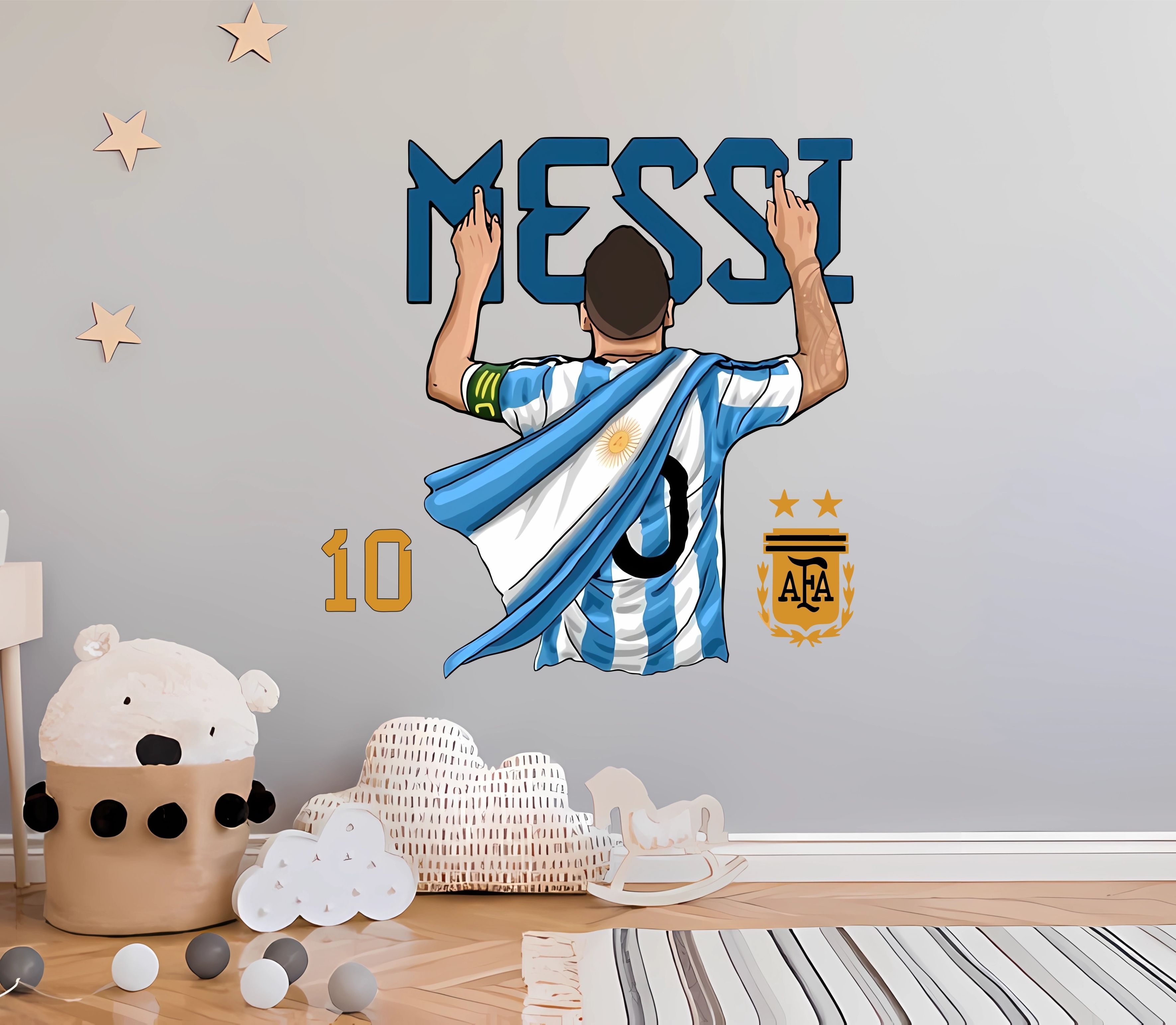 artisticdecals 60 cm Messi Argentina Wall Sticker | Football Themed Decor for Boys Room Self Adhesive Sticker-picture-26
