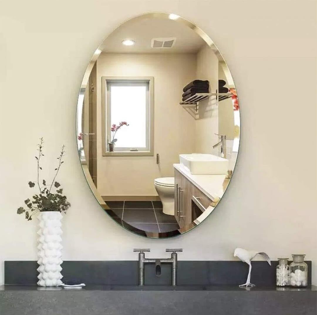 slipcare 30 cm Oval Shape Self Adhesive Mirror Sticker for Wall, Bathroom, Bedroom SLP28 Self Adhesive Sticker-picture-30