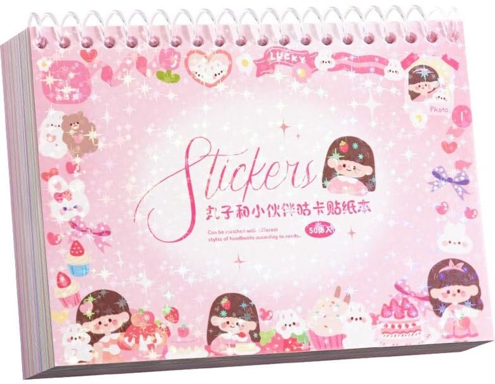 12.5 cm Sticker Book Set for Kids – 50 Sheets/4000 Kawaii Stickers ,Spiral Binding Self Adhesive Sticker-image-28
