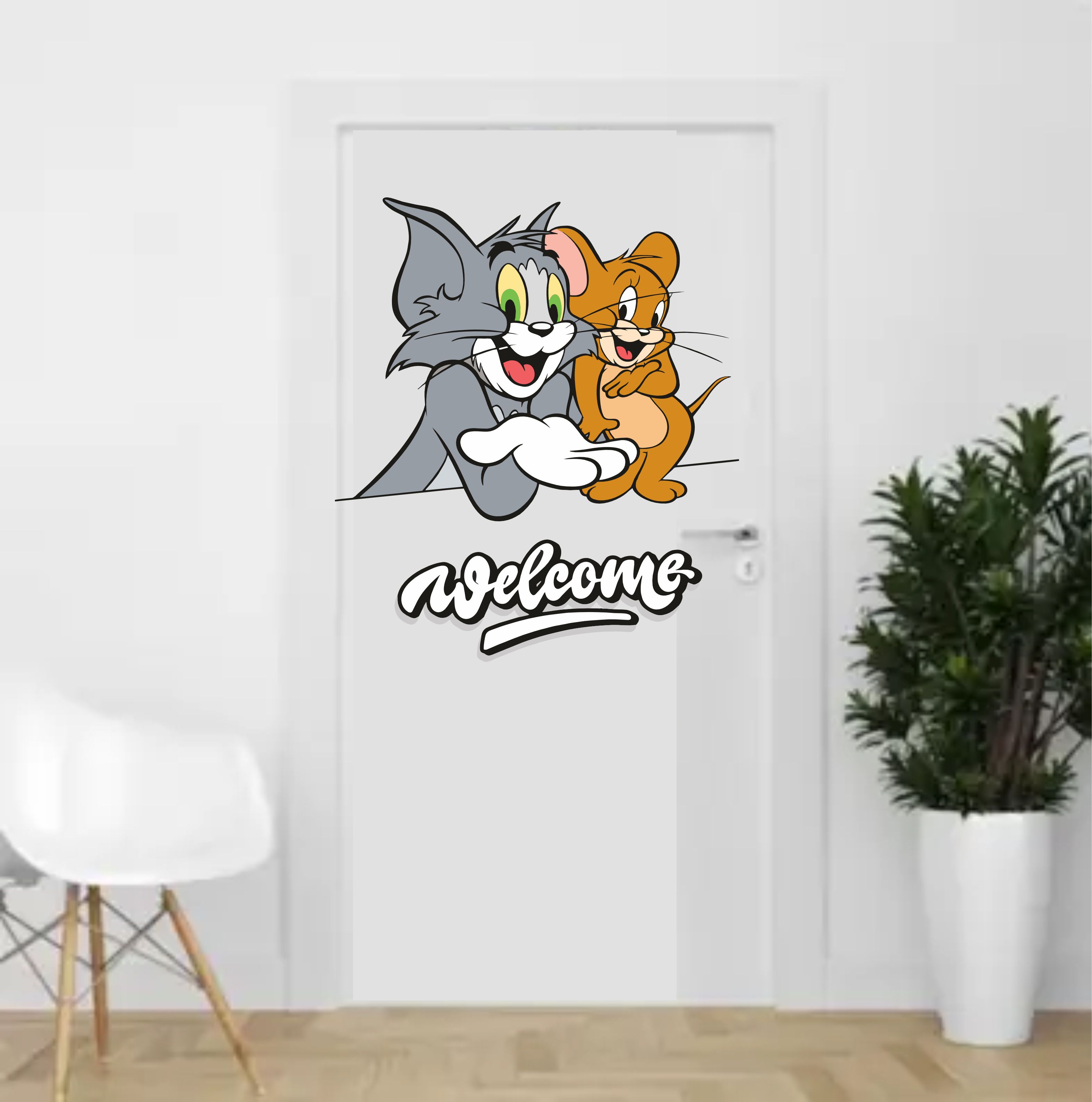 44 cm Welcome Cartoon Door Transparent Self Adhesive Sticker-image-45