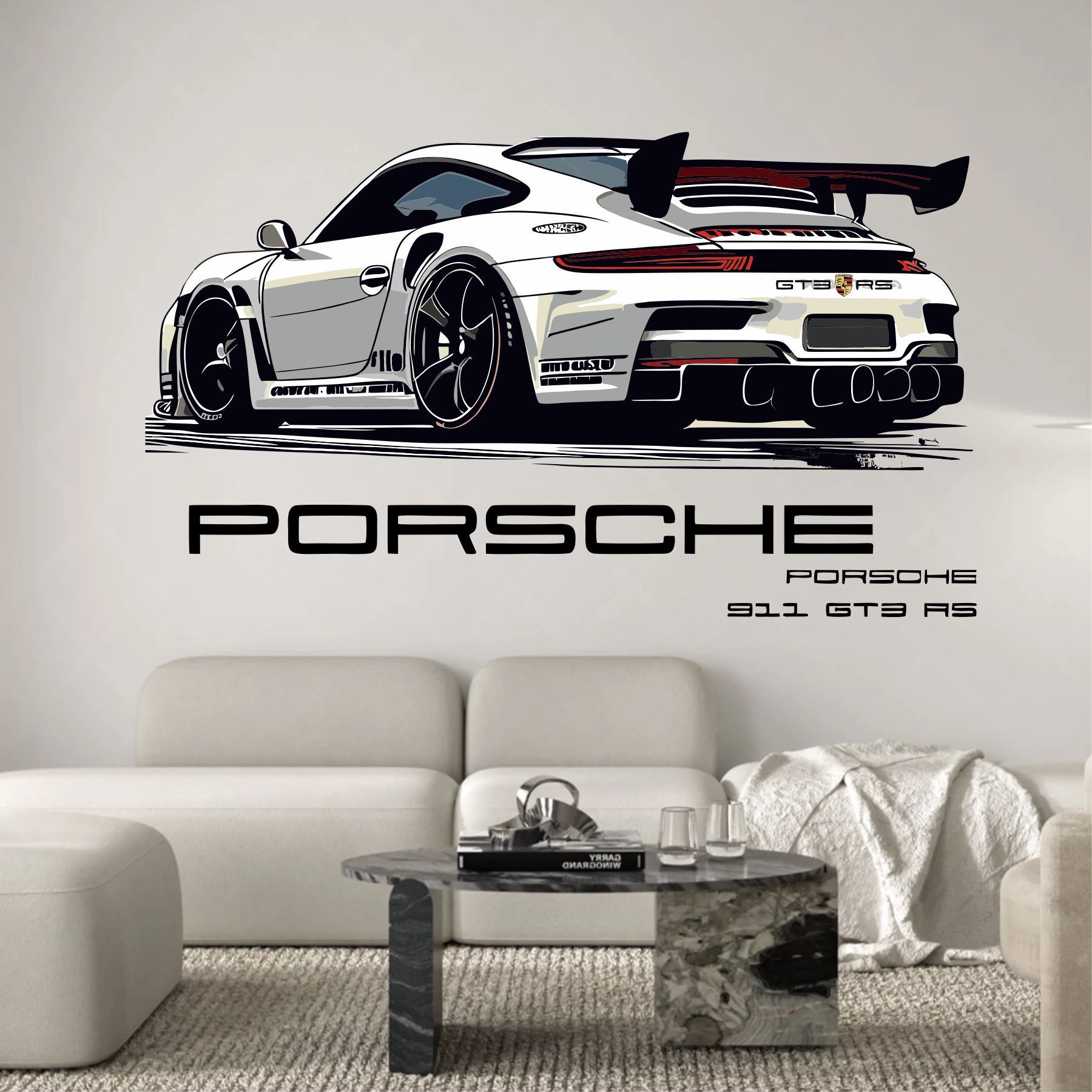 60 cm Porche 911 GT3 RS Supercar Cool wall sticker Self Adhesive Sticker-image-32