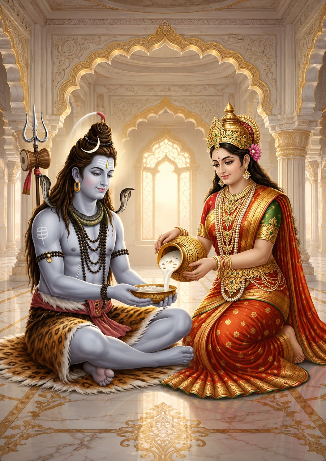 29.7 cm Shiva Maa Annapurna Premium Self Adhesive Glossy Wall Sticker Poster A4 Self Adhesive Sticker-image-48