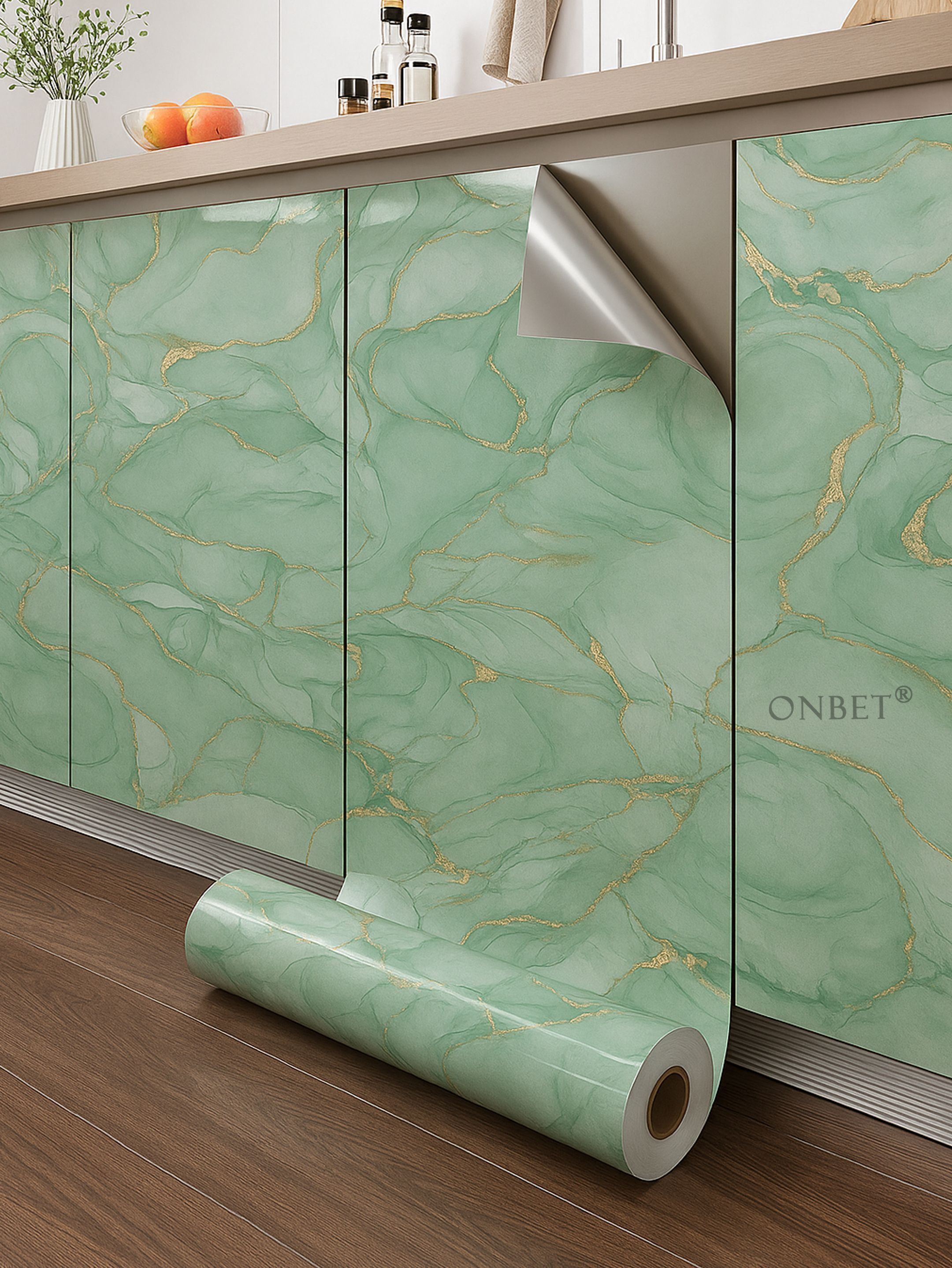 onbet 200 cm Self Adhesive Glossy Marble Foil Waterproof Sticker For Kitchen And Home Self Adhesive Sticker-picture-14