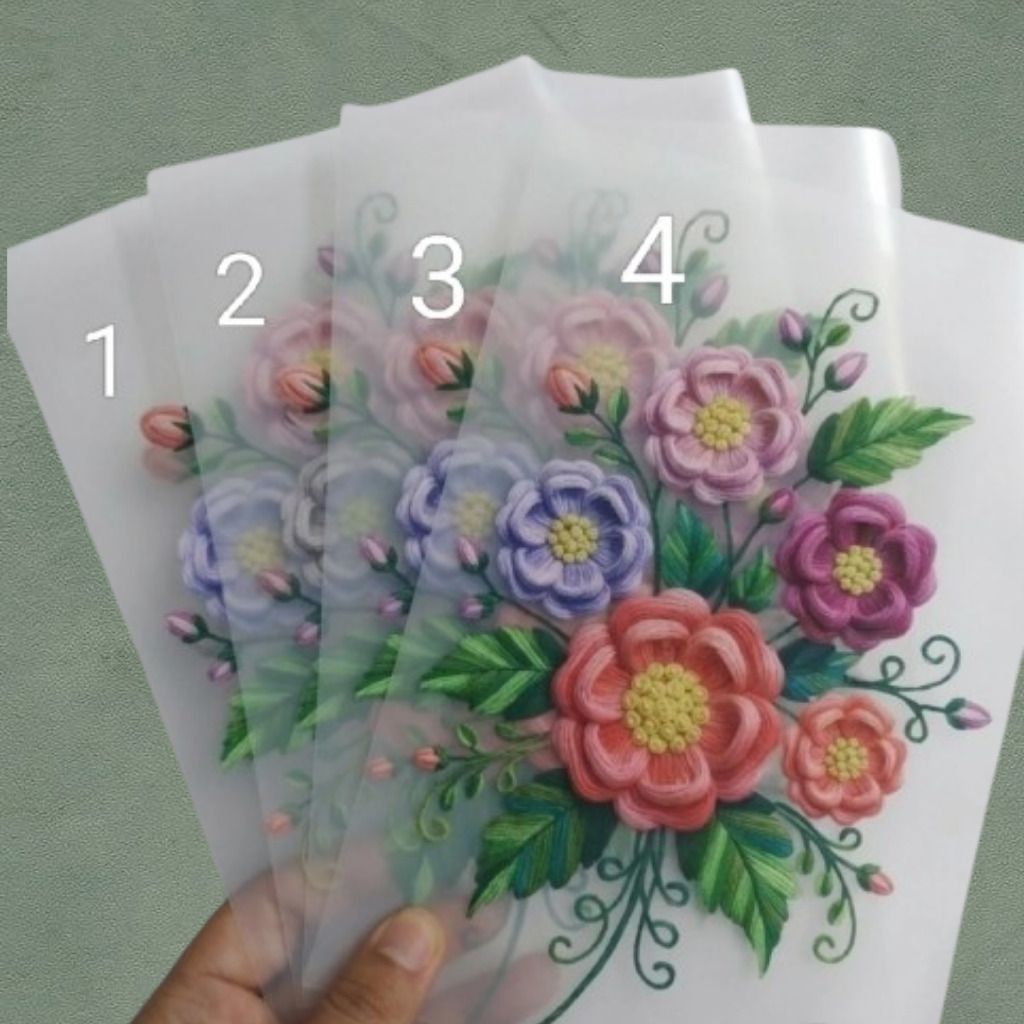10 inch Pretty Blossom Motif Transparent Decorative Craft Sheet Self Adhesive Sticker-image-1