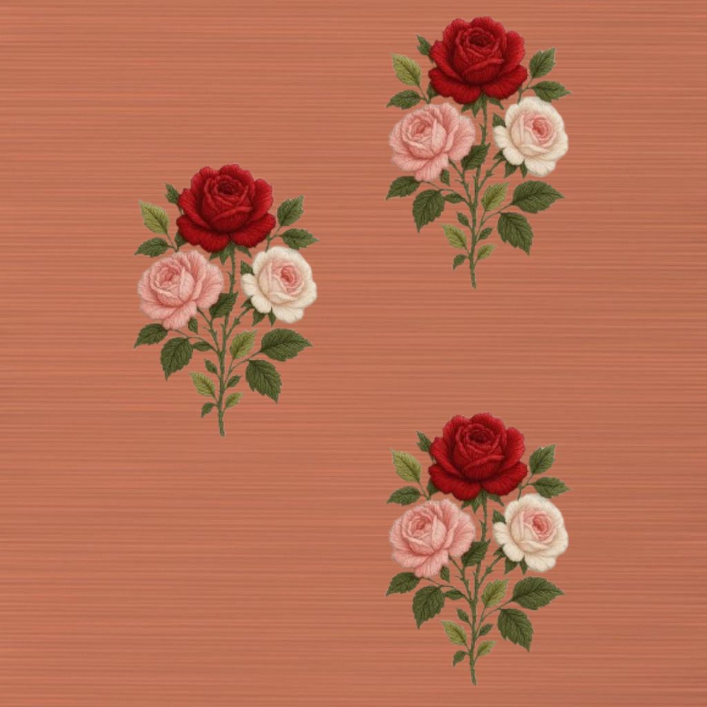10 inch Artistic Rose Flower Embroidery Handmade Fabric Applique Self Adhesive Sticker-image-4