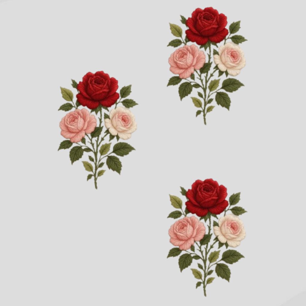 10 inch Artistic Floral Embroidery Handmade Textile Applique Design Self Adhesive Sticker-image-7