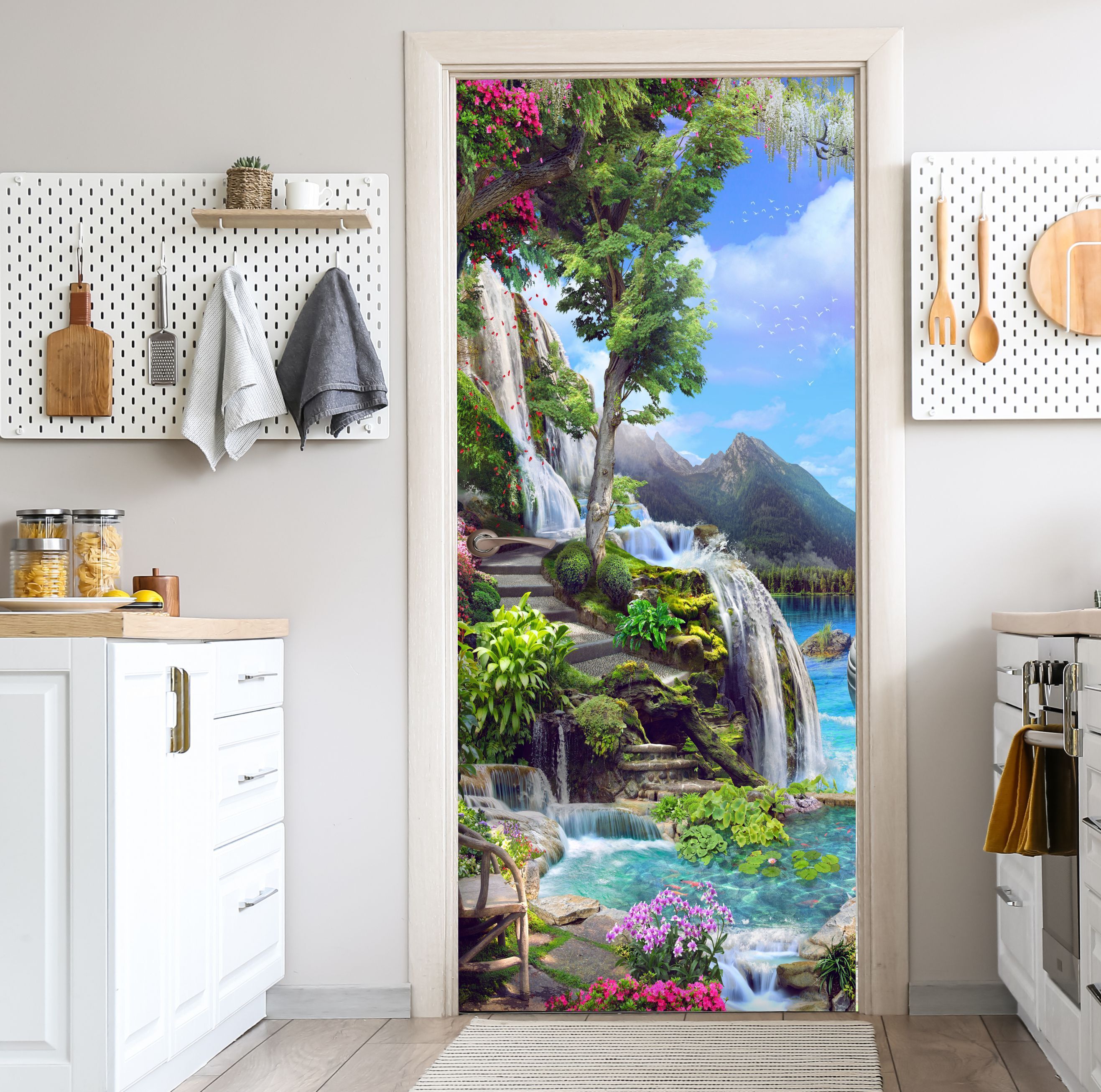 shree shyam 213 cm 3D Embossed Nature Door wallpaper Self Adhesive Sticker-picture-36