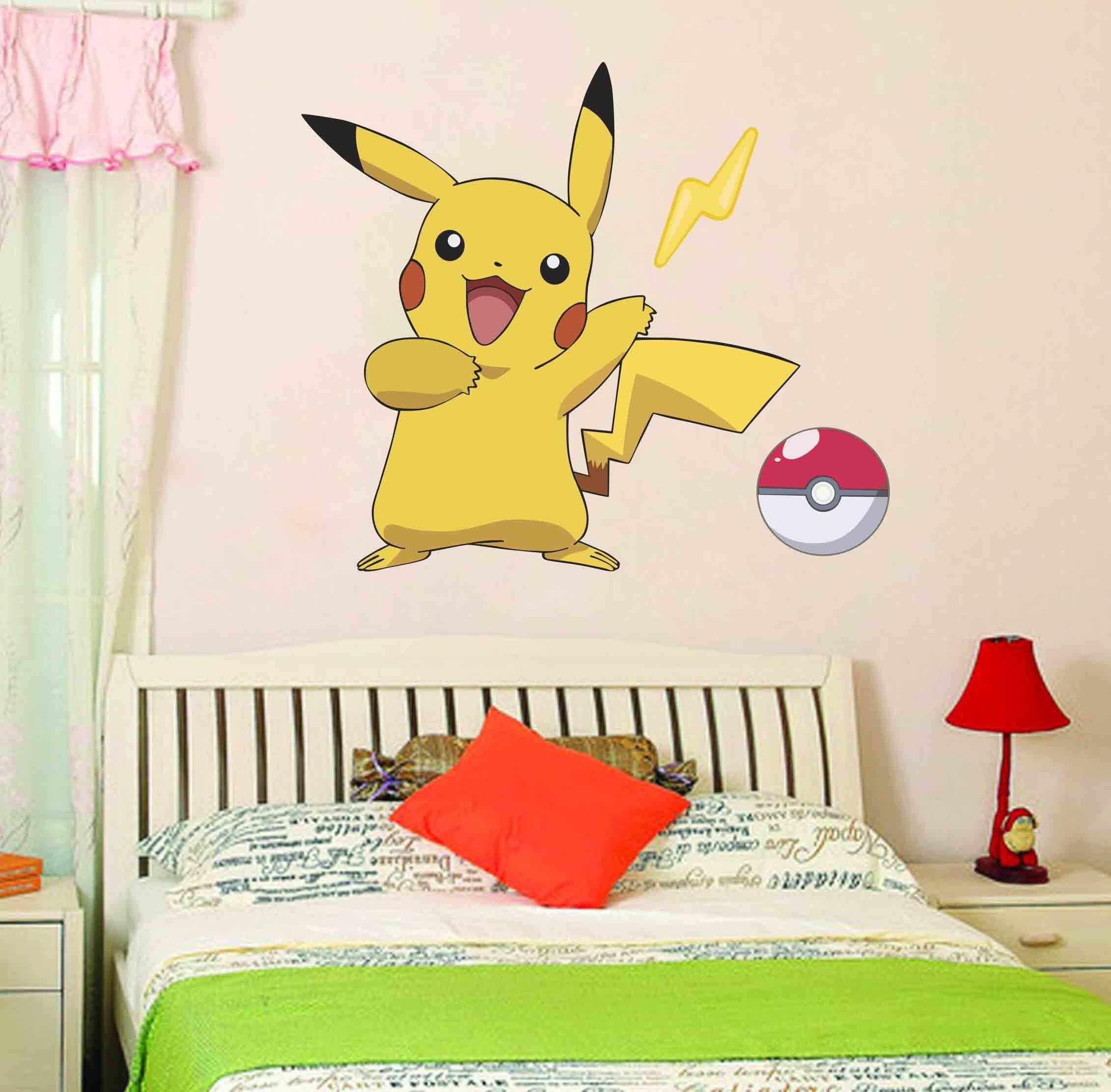 decor villa 30 cm Wall Sticker (Pikachu,Surface Covering Area -30 x 30 cm) Removable Sticker-picture-2