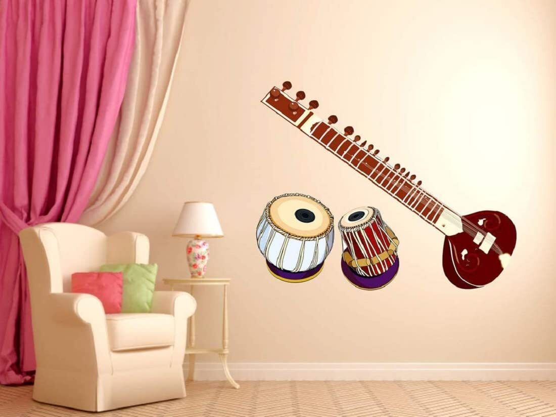 good think 76 cm Musical Instrument Tabla sitaar Wall Sticker For Bed Room,Living Room,Office Glow in the Dark Sticker-picture-20