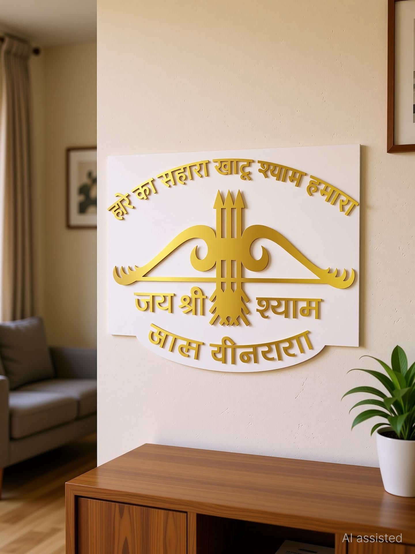 28 cm Khatu Shyam Golden Sticker for Home Self Adhesive Sticker-image-41