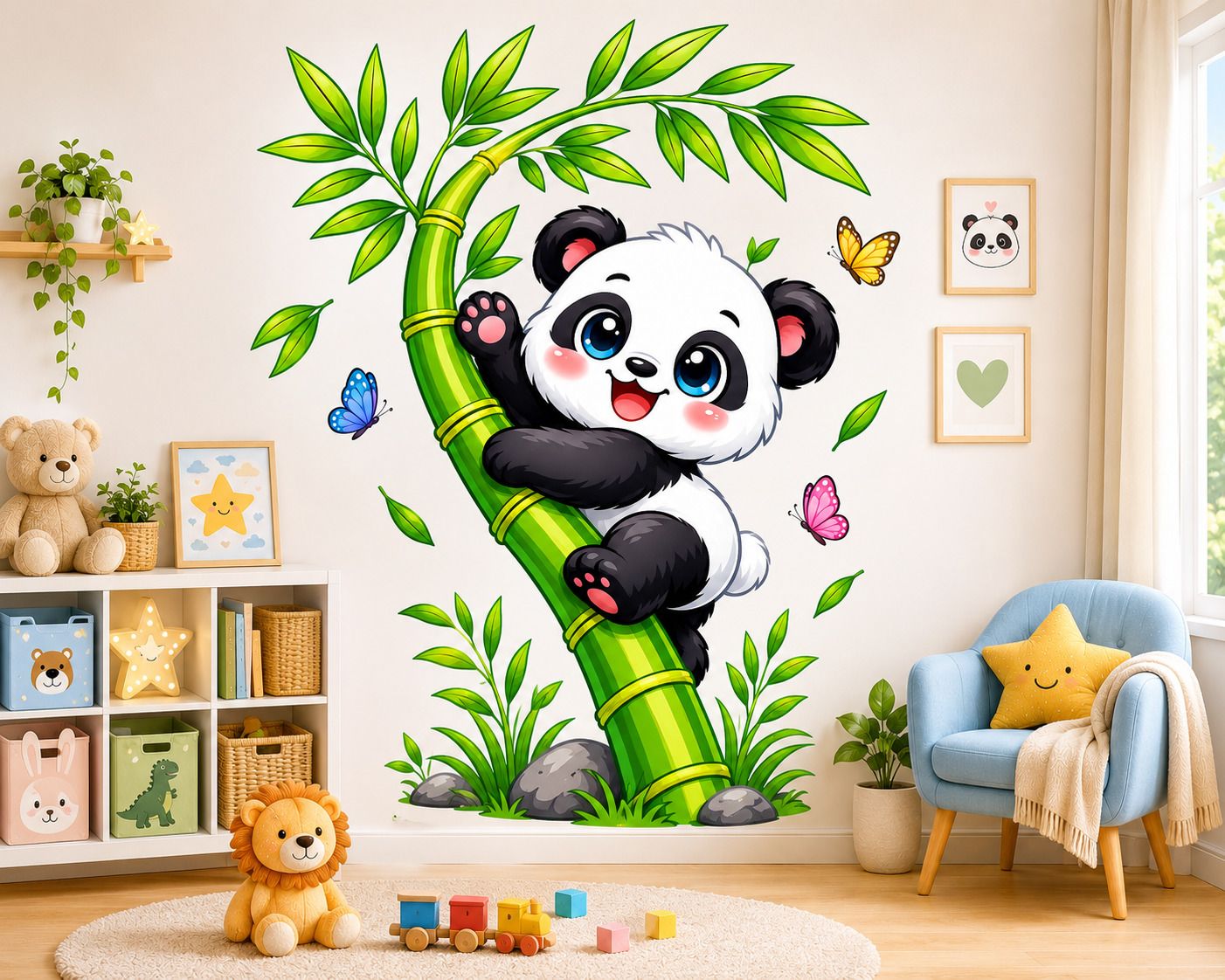 26 inch Cute Panda on Bamboo Kids Wall Sticker | Vinyl PVC Decal 20x26 Inch Self Adhesive Sticker-image-38