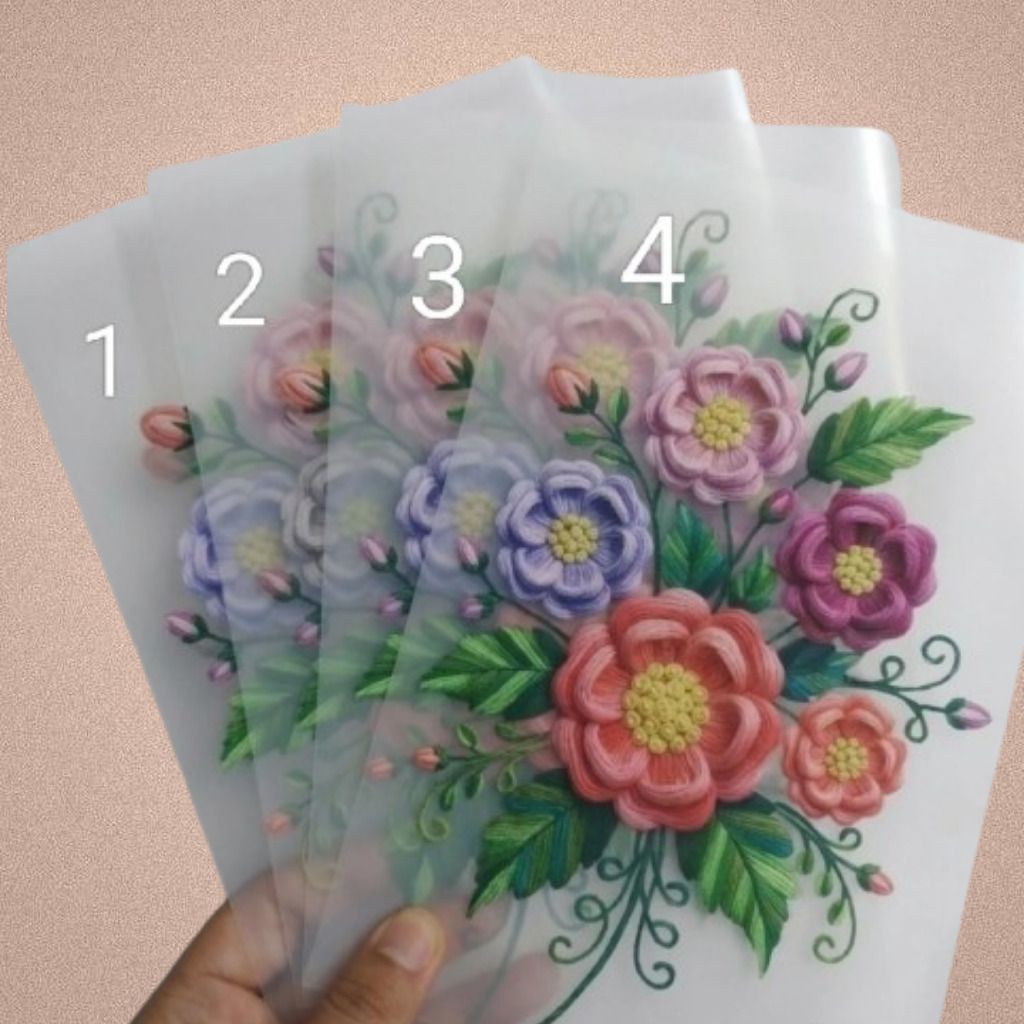 10 inch Multicolor Floral Bouquet Clear Craft Sheet Self Adhesive Sticker-image-46