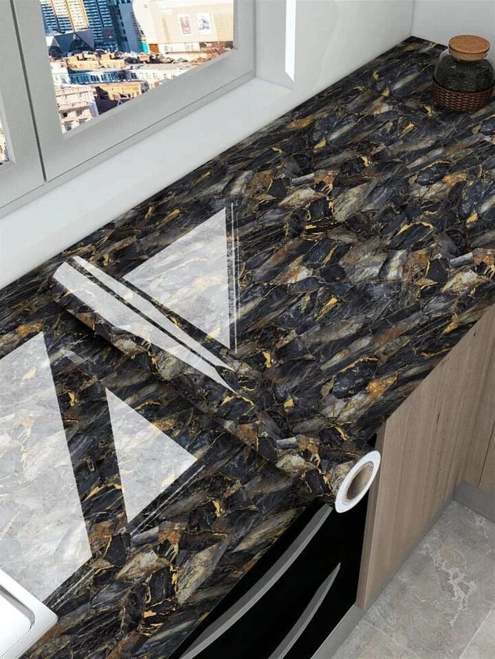 onbet 200 cm Self Adhesive Glossy Marble Foil Waterproof Sticker For Kitchen And Home Self Adhesive Sticker-picture-27