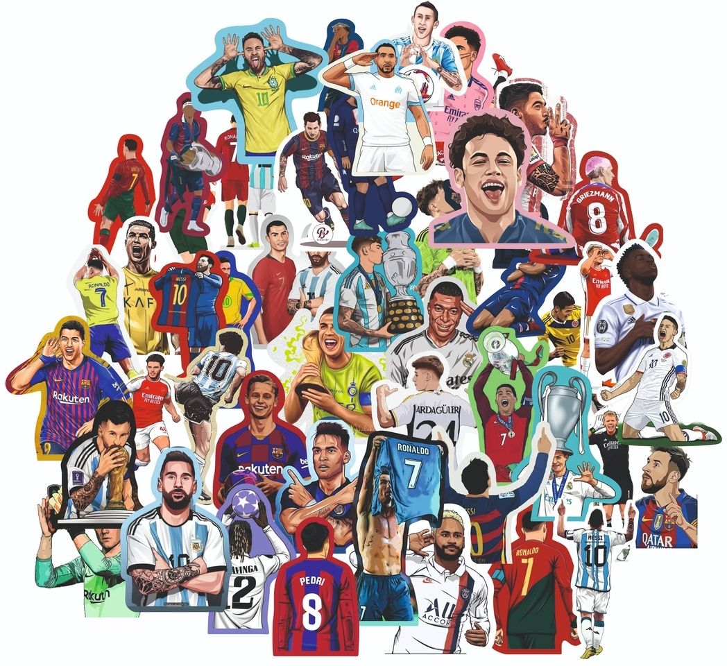 samanta wala 1.5 inch FOOTBALL STICKER For phone, Laptop, Bag, Bottle, etc. | Pack of 50 Self Adhesive Sticker-picture-19