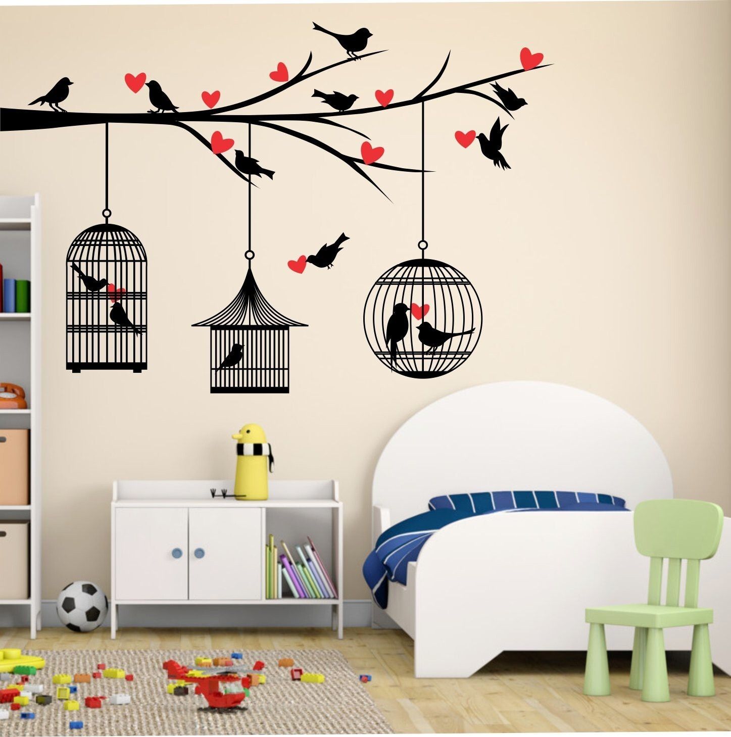 121 cm Birds And Cage Wall Sticker (Pack Of 1) Self Adhesive Sticker-image-40