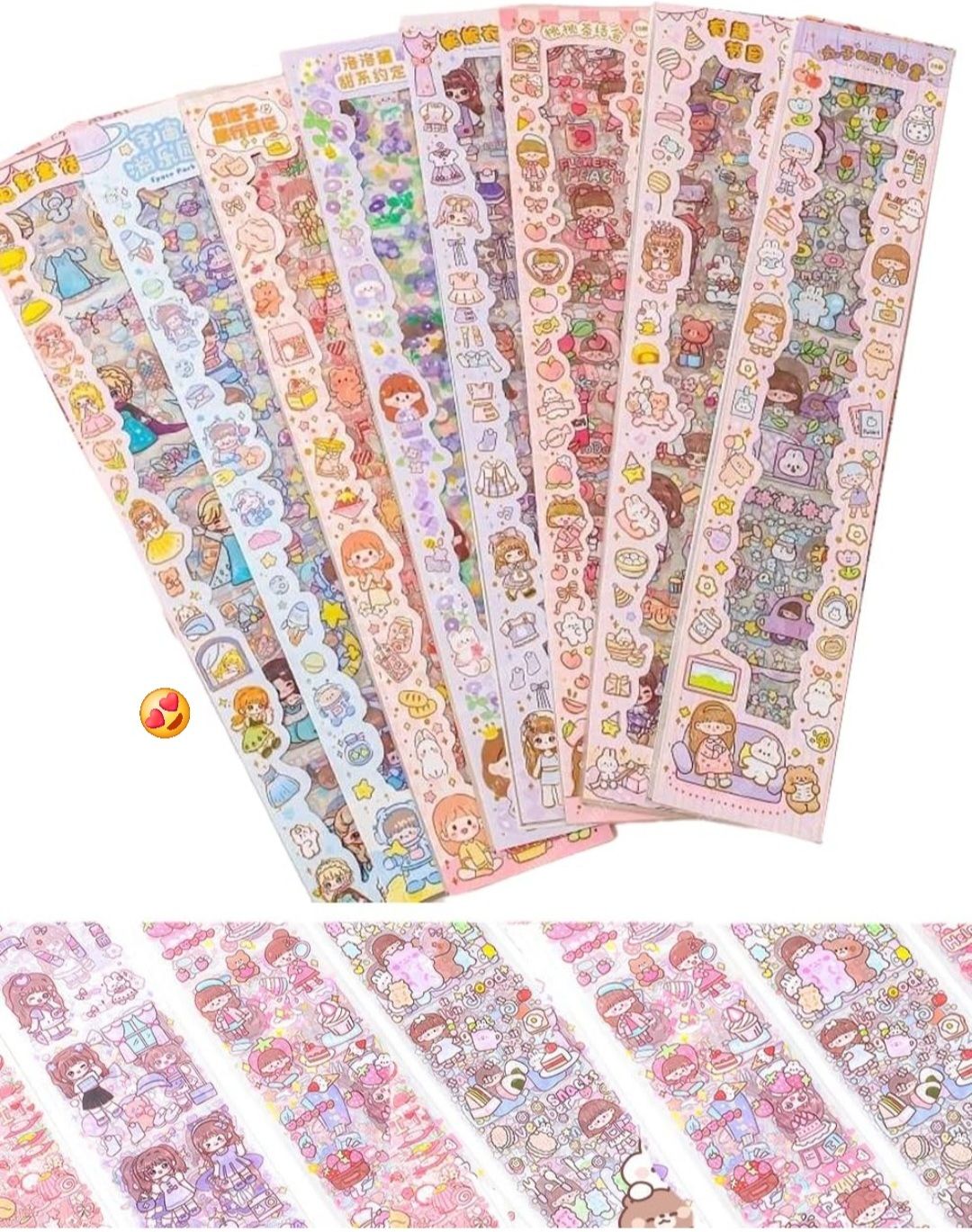 mira farmcraft 8 cm Cute Cartoon Theme Kawaii Stickers 20 PET Sheets for Journal, Project, Scrapbook Self Adhesive Sticker-picture-23