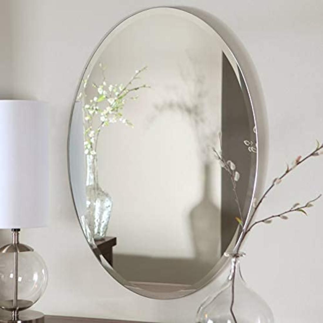 slipcare 30 cm Oval Shape Self Adhesive Mirror Sticker for Wall, Bathroom, Bedroom SLP31 Self Adhesive Sticker-picture-31