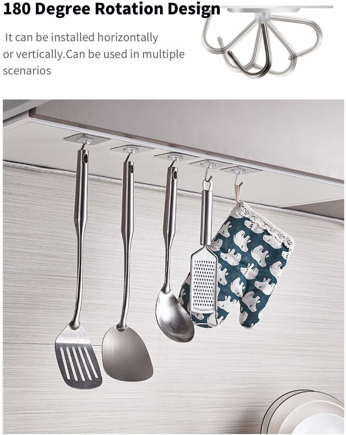 Pack of 10 New ABS Hook Towel Hanger for Kitchen/Bathroom/Utensil PINX10.759 Transparent Towel Holder-image-11