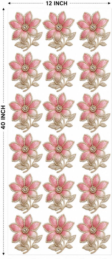 40 inch Pink Floral DTF Transfer Sticker Sheet 12x40 Inch Non-Reusable Sticker-image-4