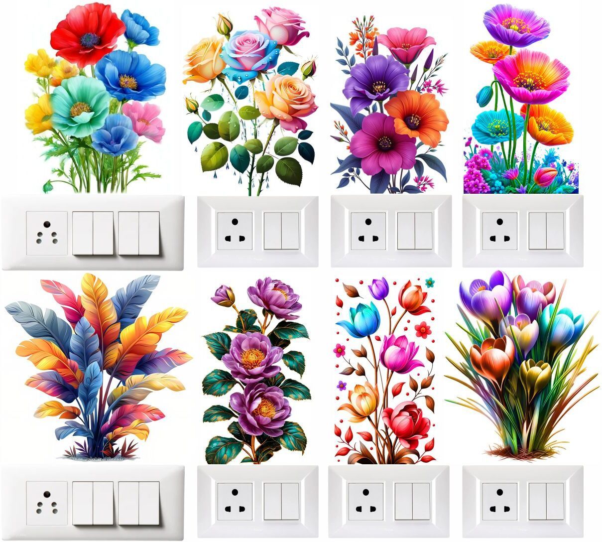 46 cm 3D Wall Sticker Flower pack of 8 Switch Board Sticker & Wall Sticker Size 46CM Self Adhesive Sticker-image-47