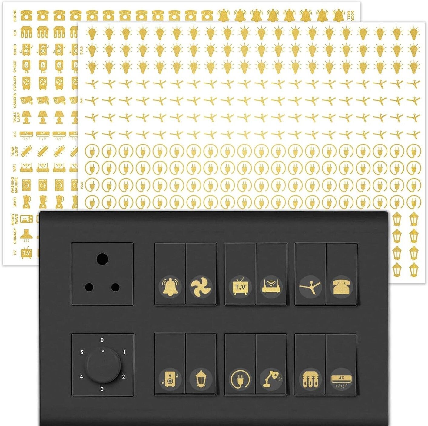 stikor 1.5 cm Embossed Royal Gold Decorative Switch Stickers Self Adhesive Sticker-picture-22
