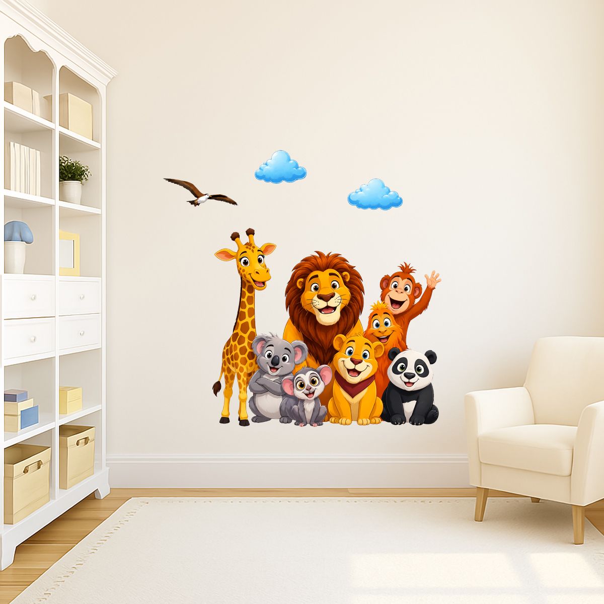 65 cm Cute jungle animals wall sticker - lion wall sticker Self Adhesive Sticker-image-15