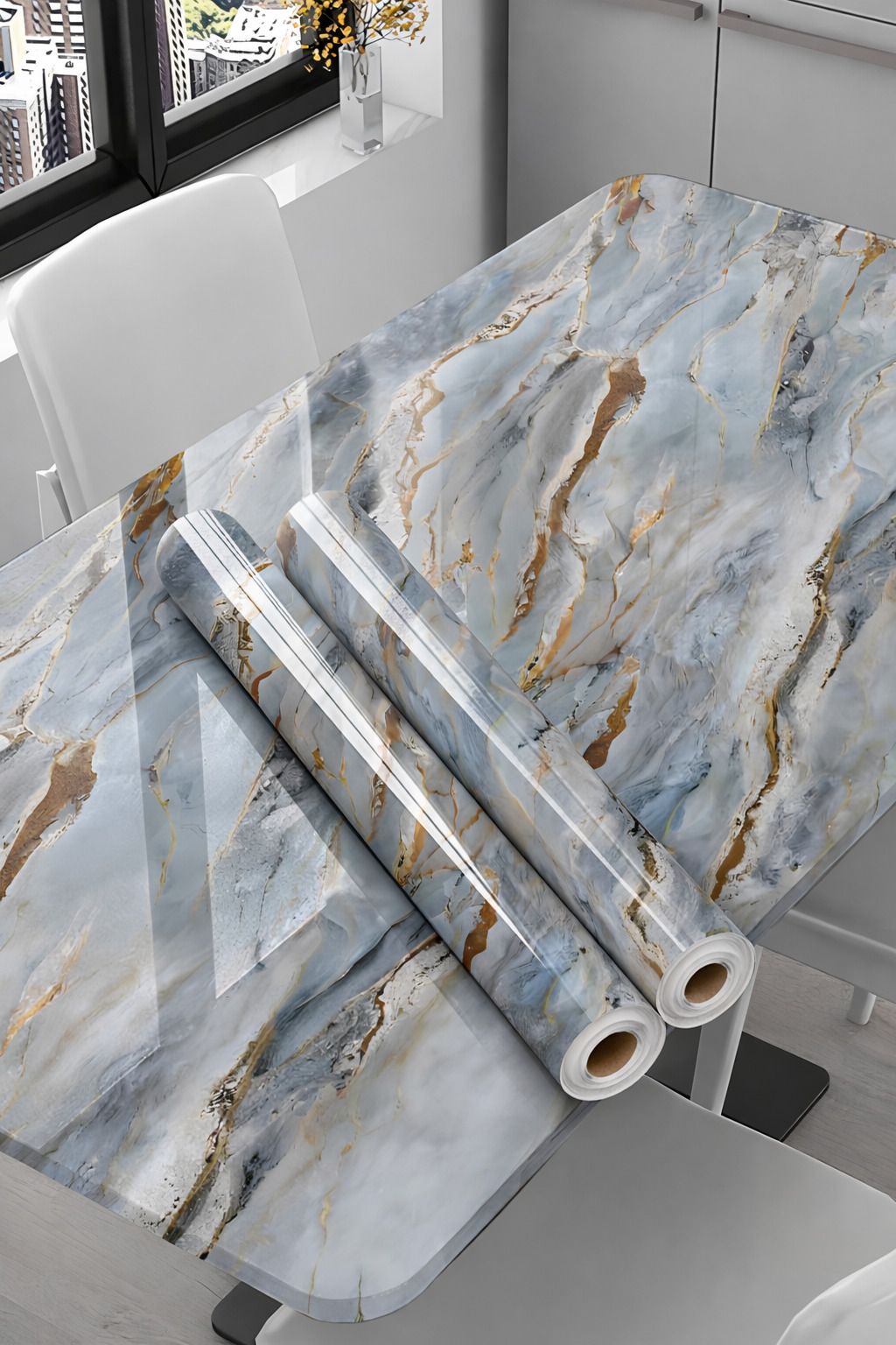 200 cm Waterproof Wall Sticker For Kitchen & Home Decor – Glossy Marble Pattern Self Adhesive Sticker-image-43