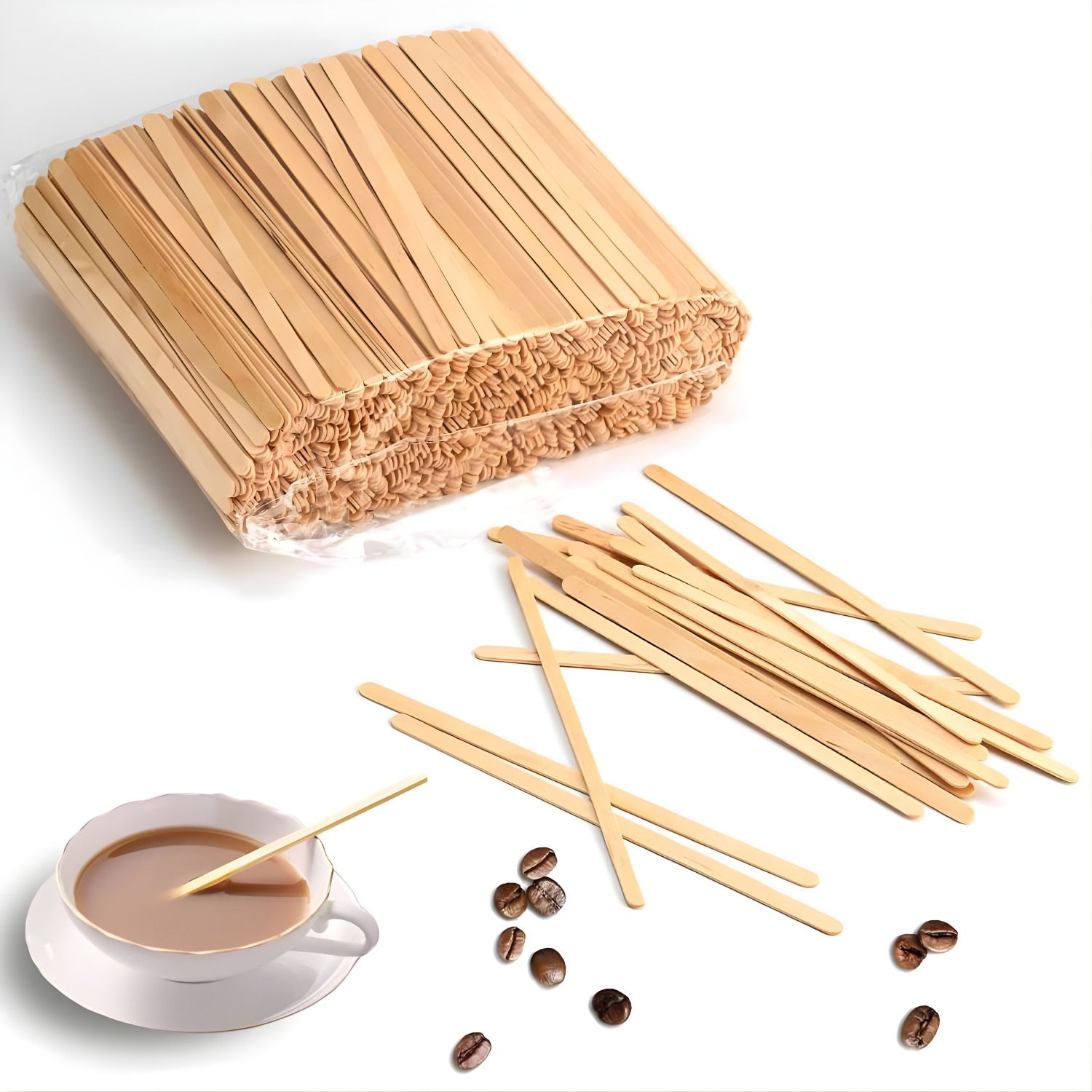 kithome 200 Disposable Coffee Stir Sticks, DIY Crafts (5.5inch/14 CM) | Wooden Stirrer Wooden 14 cm Stirrer-picture-17