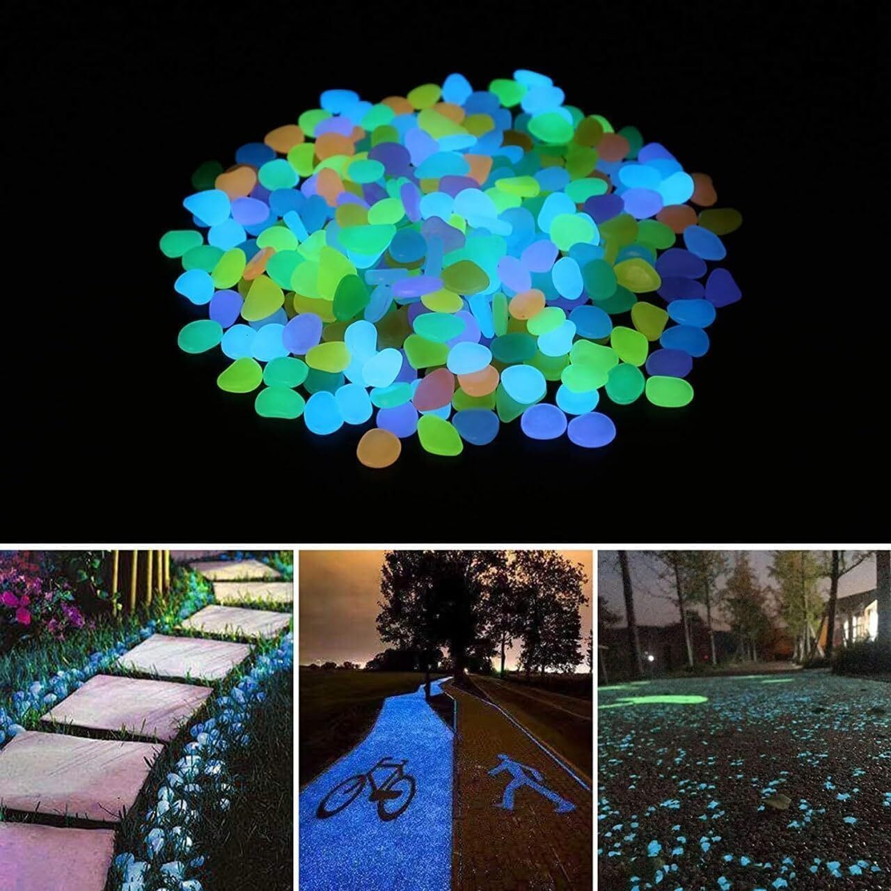 300 Pcs Mixed Colorful Luminous Stones, Decorative Pebbles for Aquarium Fish Polished Angular Plastic Pebbles-image-32