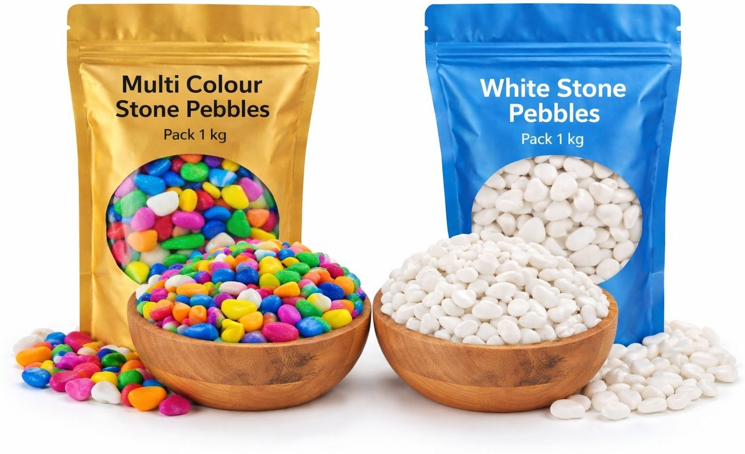 smab Decorative Stone Pebbles 1 KG White & 1 KG Multi Colour Stones Polished Asymmetrical Rock, Marble, Granite Pebbles-picture-45