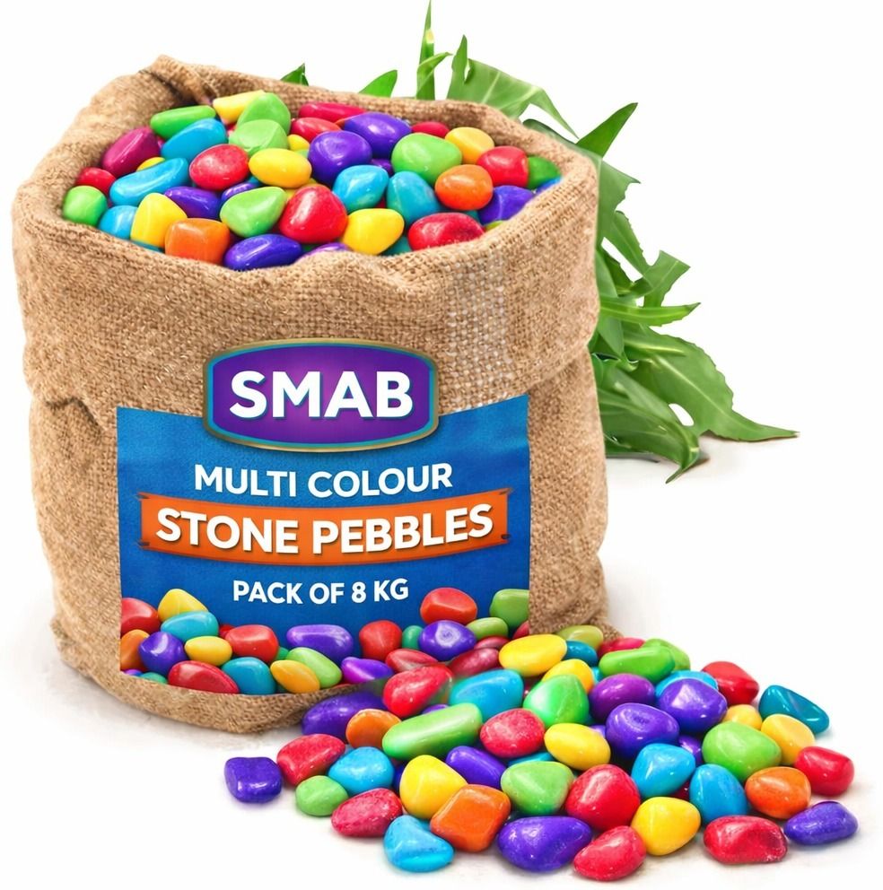 smab Multi Colour Stone Pebbles 8kg Decorative Garden Aquarium Stones Polished Asymmetrical Marble, Rock, Granite Pebbles-picture-44
