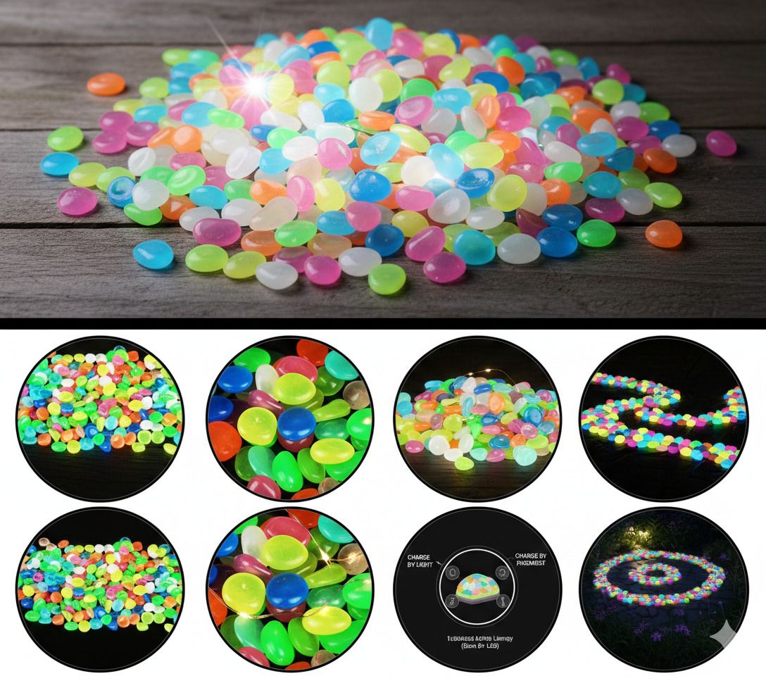 khatushyamenterprisee Radiam Glow in Dark Stone Reguler Round Plastic Stone (200 Pices) Regular Angular Plastic Pebbles-picture-40