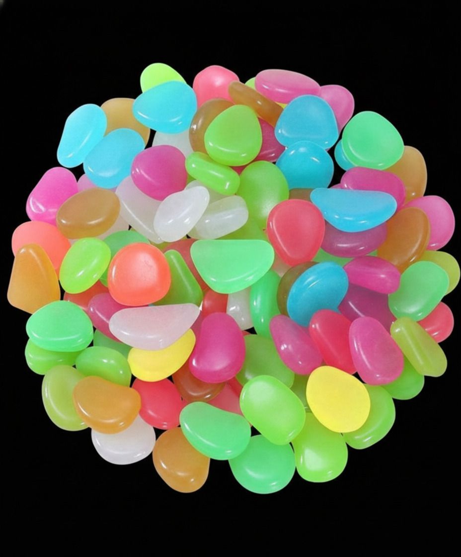 mapestar Glow in The Dark Stone 300 PCS Luminous Pebbles Glowing Stone for Garden Polished Angular Plastic Pebbles-picture-10