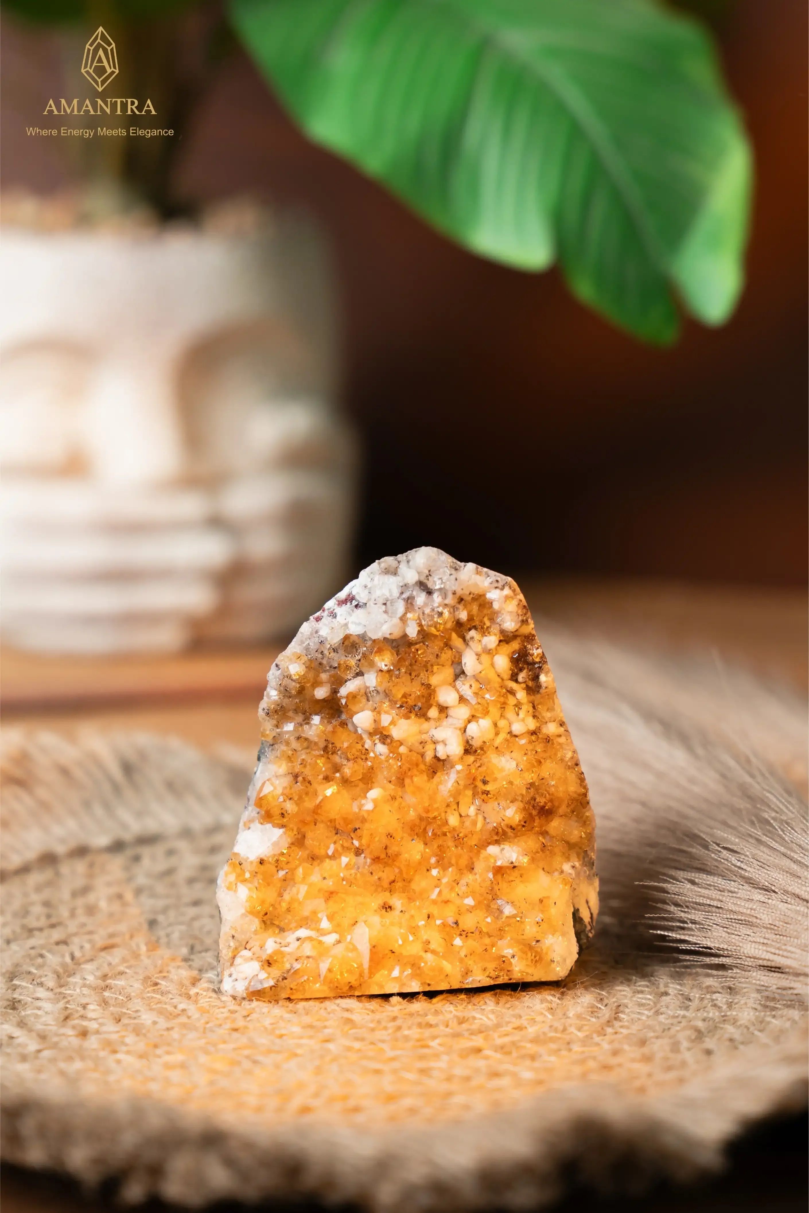 amantra Citrine Geode Crystal Stone |Wealth &Healing Crystal for Vastu, Reiki Meditation Regular Asymmetrical Crystal Stone-picture-25