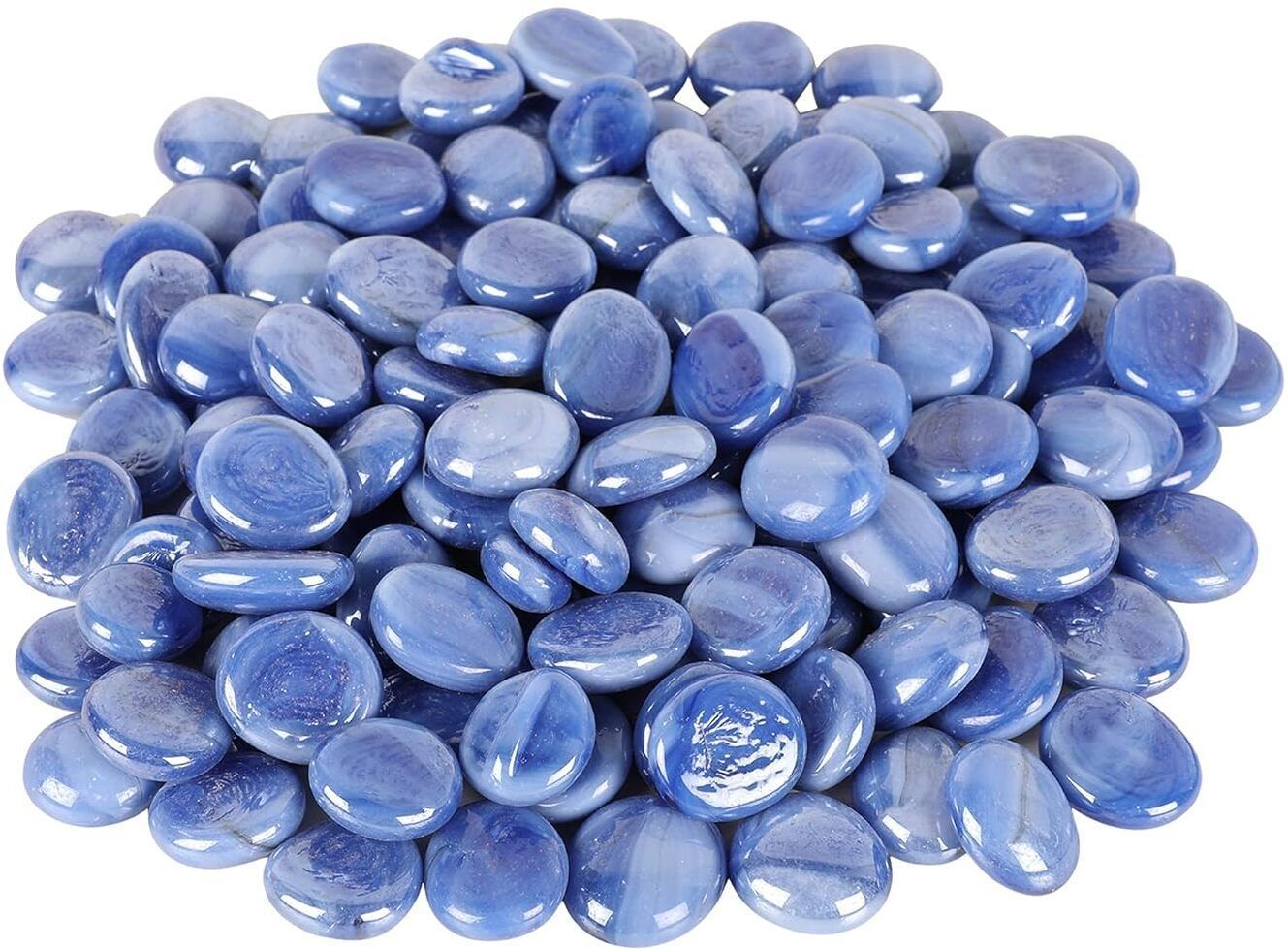 Decorative Shiny Glossy Glass Pebbles For Home Garden Aquarium (Mud Blue, 3.8Kg) Polished, Regular Round, Oval Fire Glass Pebbles-image-27